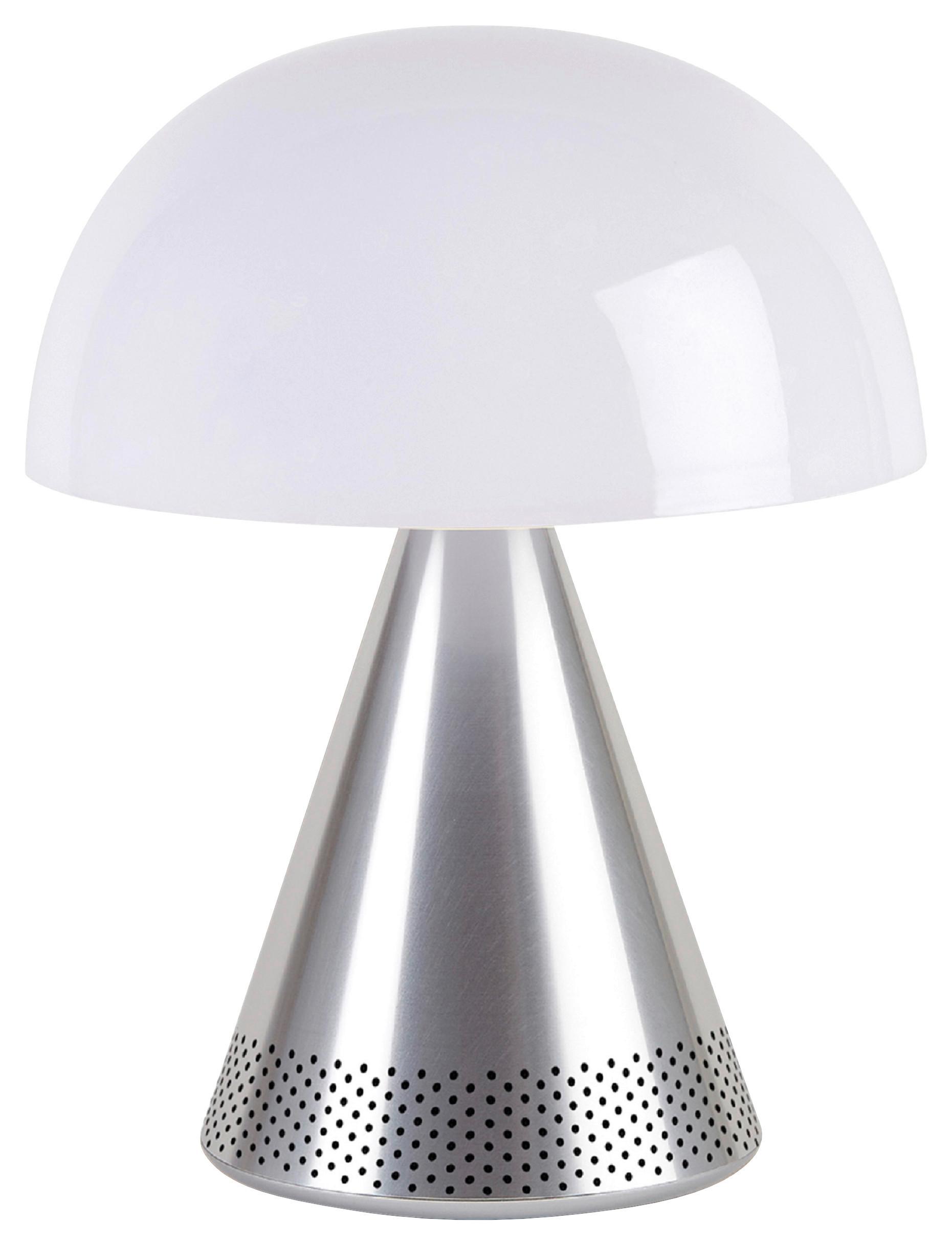 Akku-tischleuchte Lexon Mina L Audio - Alufarben, Design, Kunststoff/Metall (14/17/14cm)