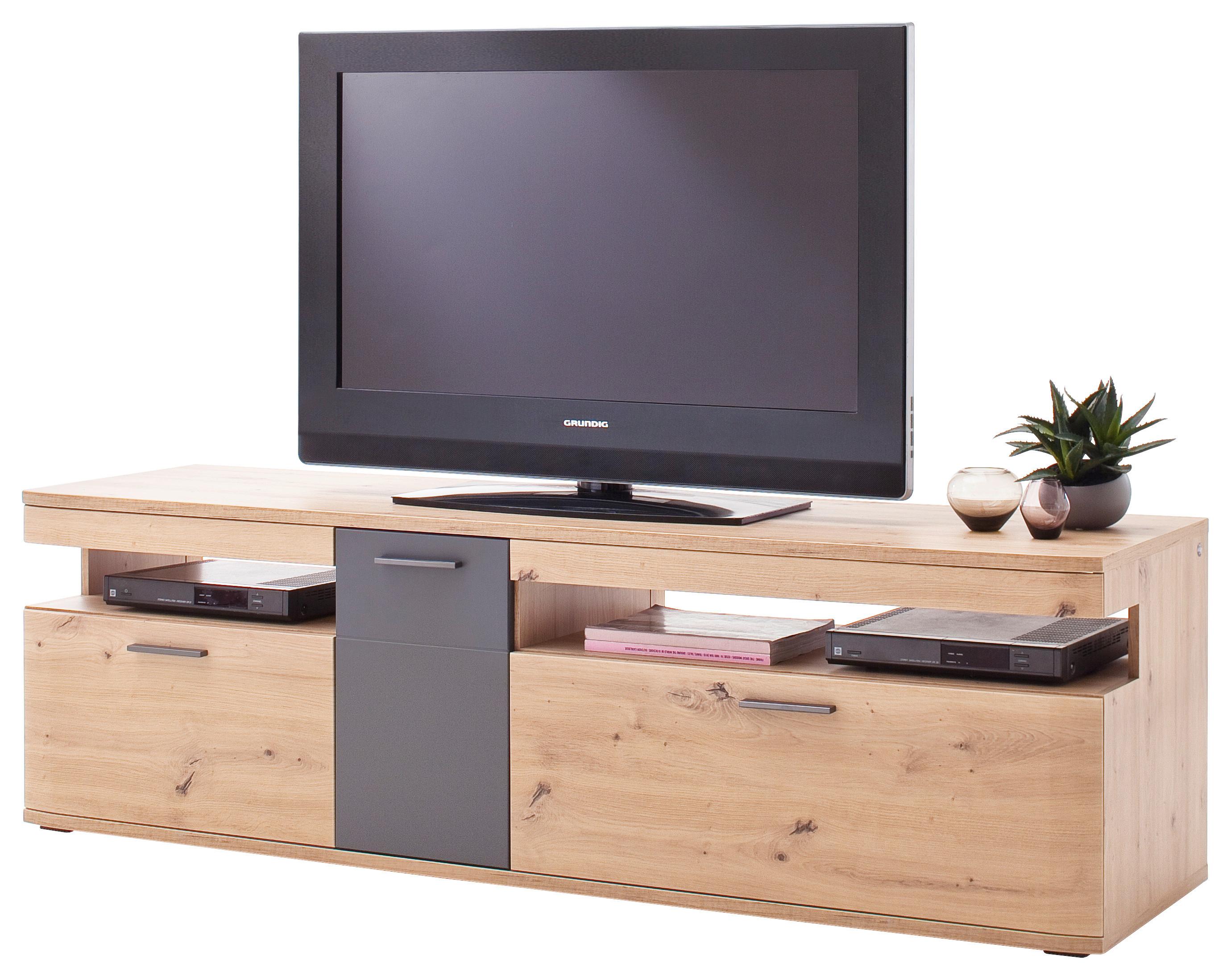 TV-Element Cortona B: 180 cm Anthrazit/Eiche Dekor - Eichefarben/Anthrazit, Design, Holzwerkstoff (180/55/50cm) - Livetastic