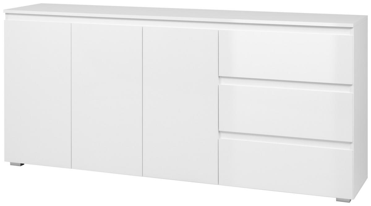Sideboard Capetown Weiß HG B: 179 cm - Weiß Hochglanz/Silberfarben, Trend, Holzwerkstoff (179/80,5/40cm)