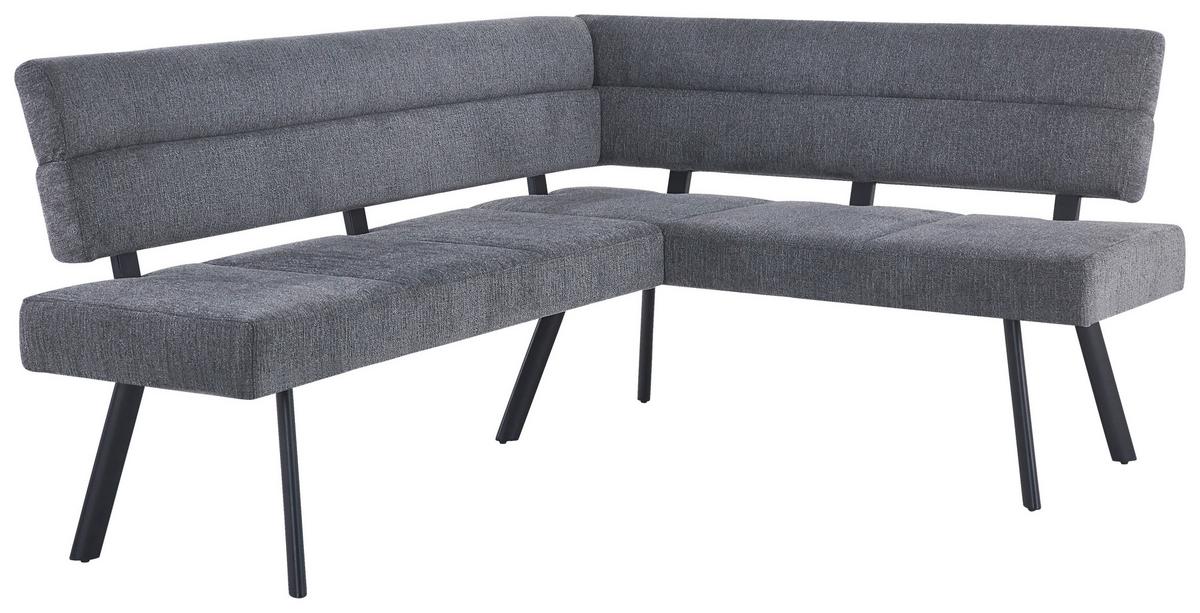 Eckbank Paros Anthrazit, S: 190x150 cm - Anthrazit/Schwarz, KONVENTIONELL, Textil/Metall (190/150cm) - MID.YOU