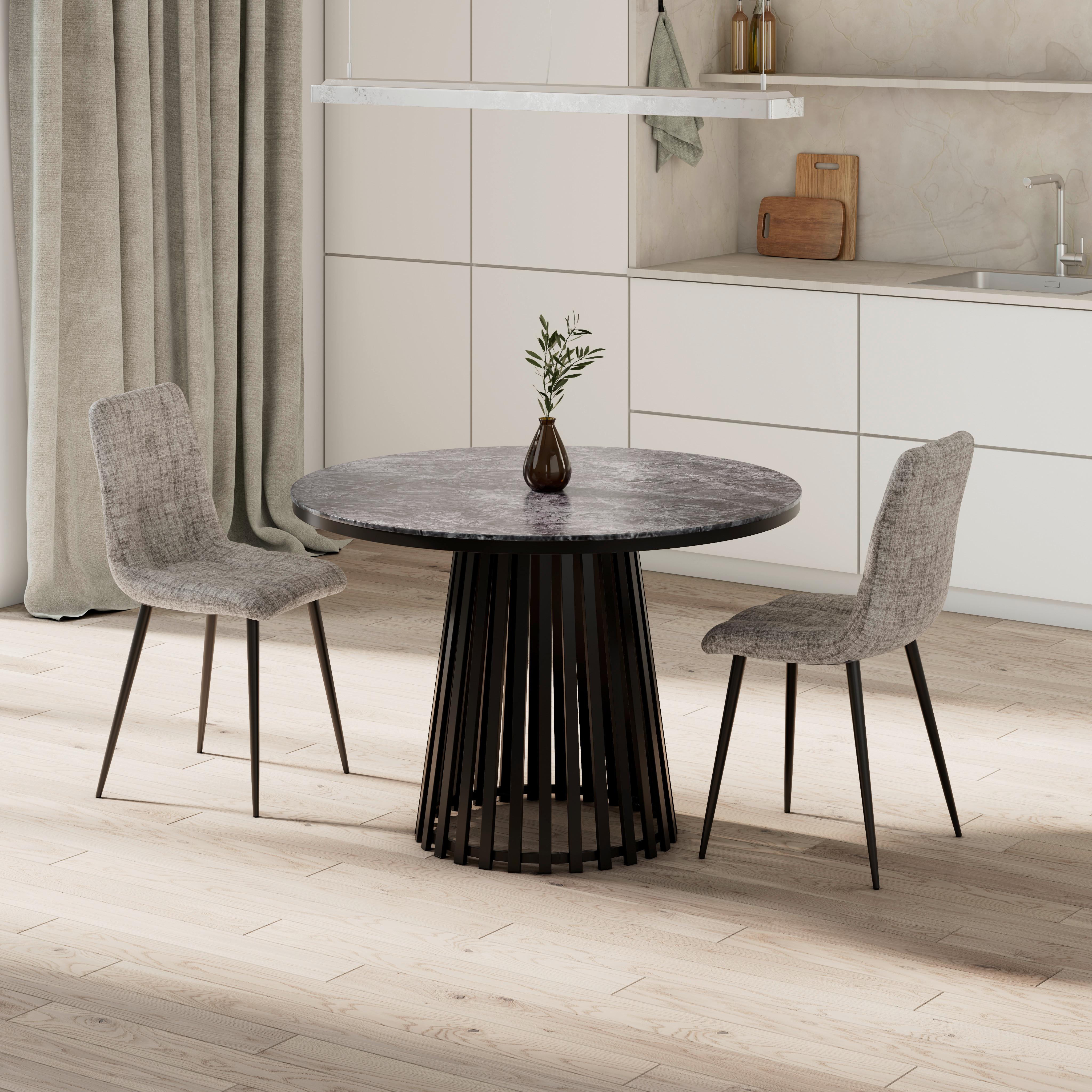 Jedálenský stôl Pela, P: 110 cm - čierna/sivá, Modern, kov/kompozitné drevo (110/76cm) - Bessagi Home