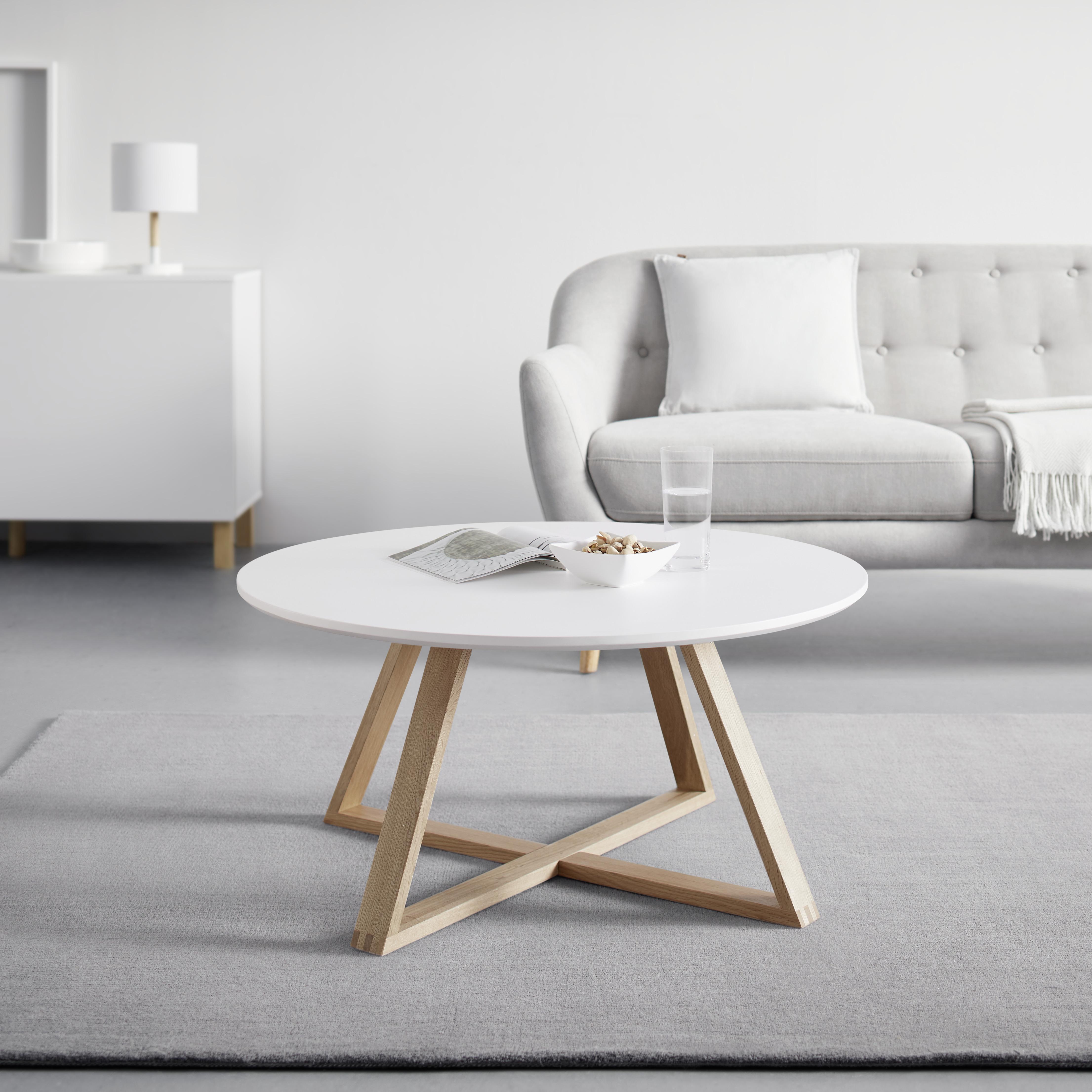 Konferenčný Stolík Mattia Biela - farby dubu/biela, Moderný, drevo/kompozitné drevo (80/80/39cm) - Modern Living