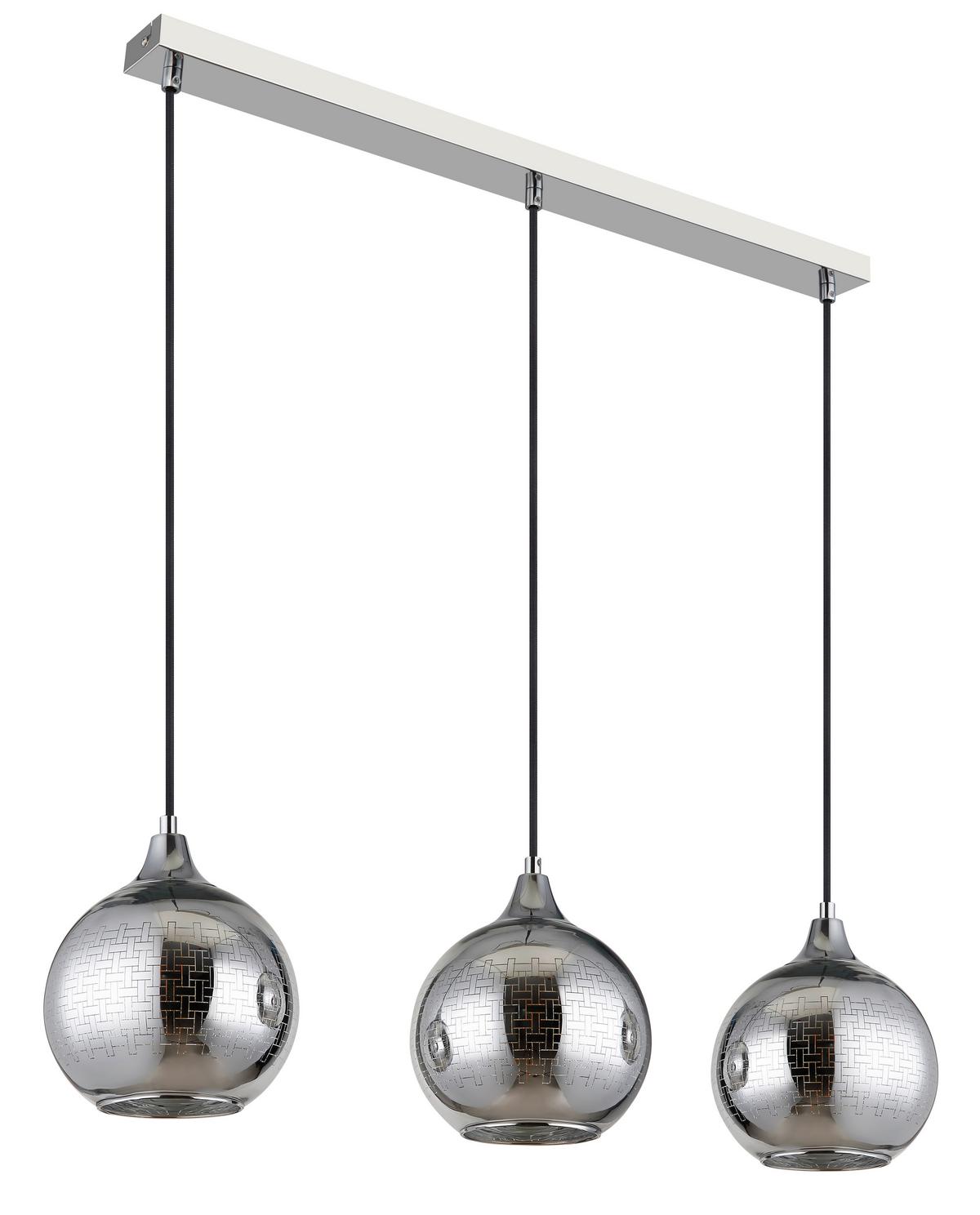 Hängeleuchte 16053-3 Lourdes - Chromfarben/Silberfarben, Basics, Glas/Textil (86/20/129cm) - Globo