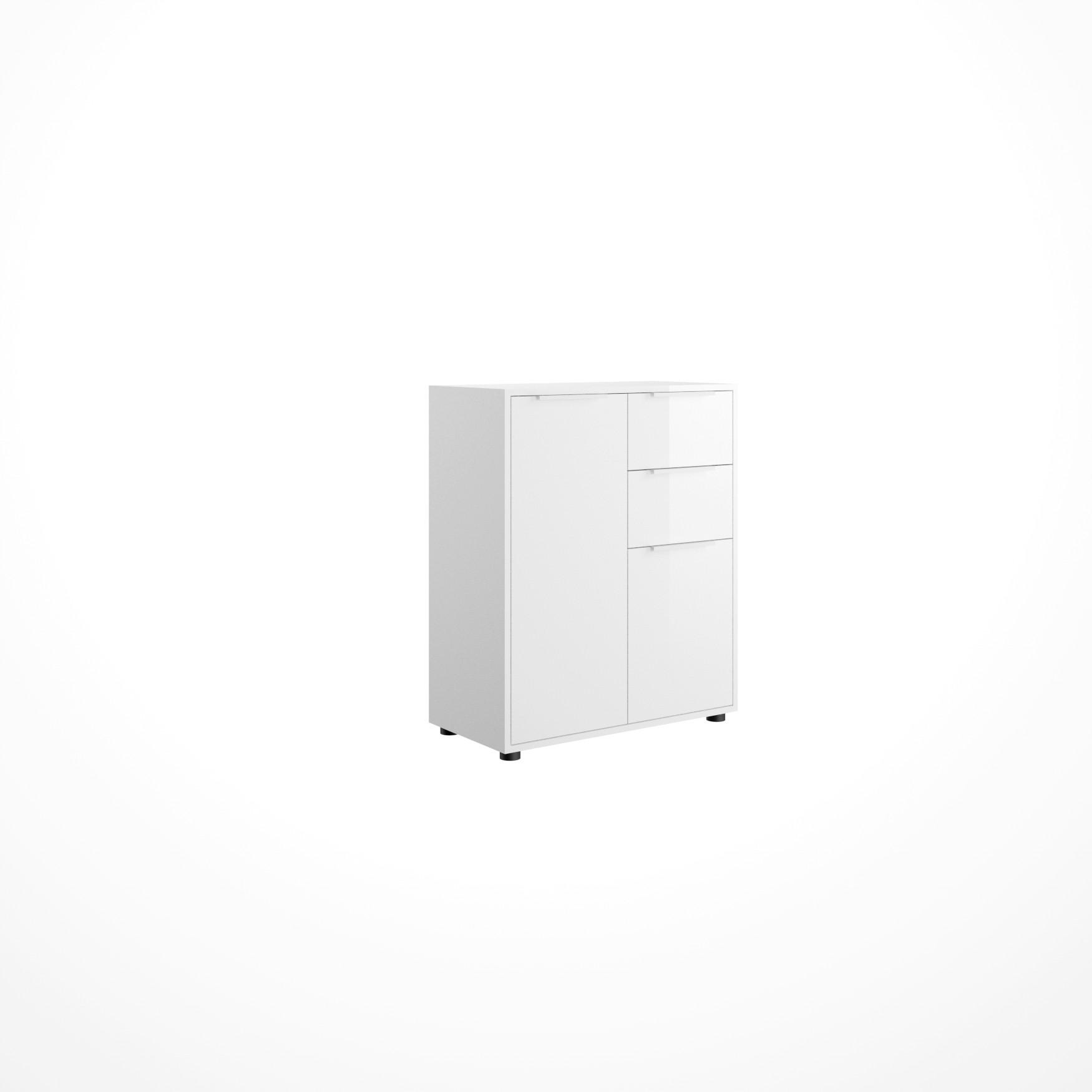 Komód Espresso 72/87,6 Cm - magasfényű fehér, faalapú anyag (72/87,6/35,3cm)