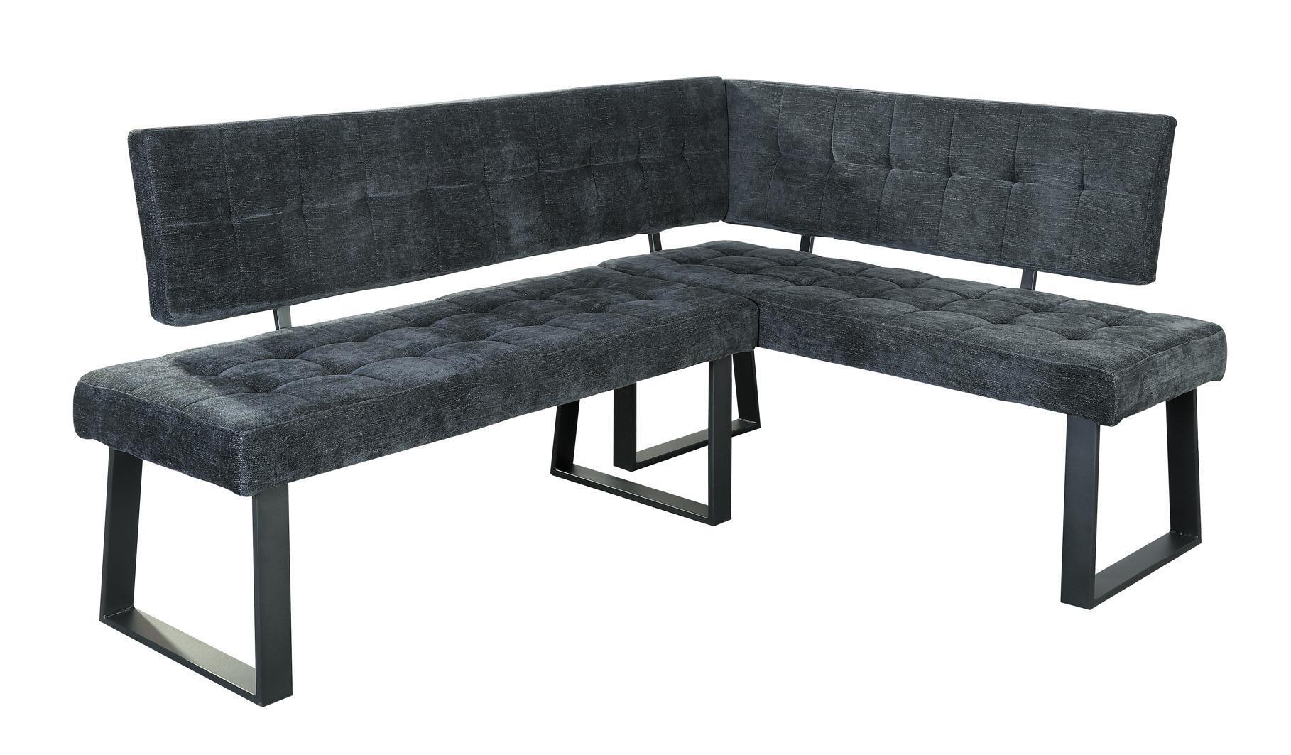 Eckbank Dunkelgrau Polyester Laslo 185x134 cm - Dunkelgrau/Schwarz, MODERN, Textil/Metall (185/134cm) - MID.YOU