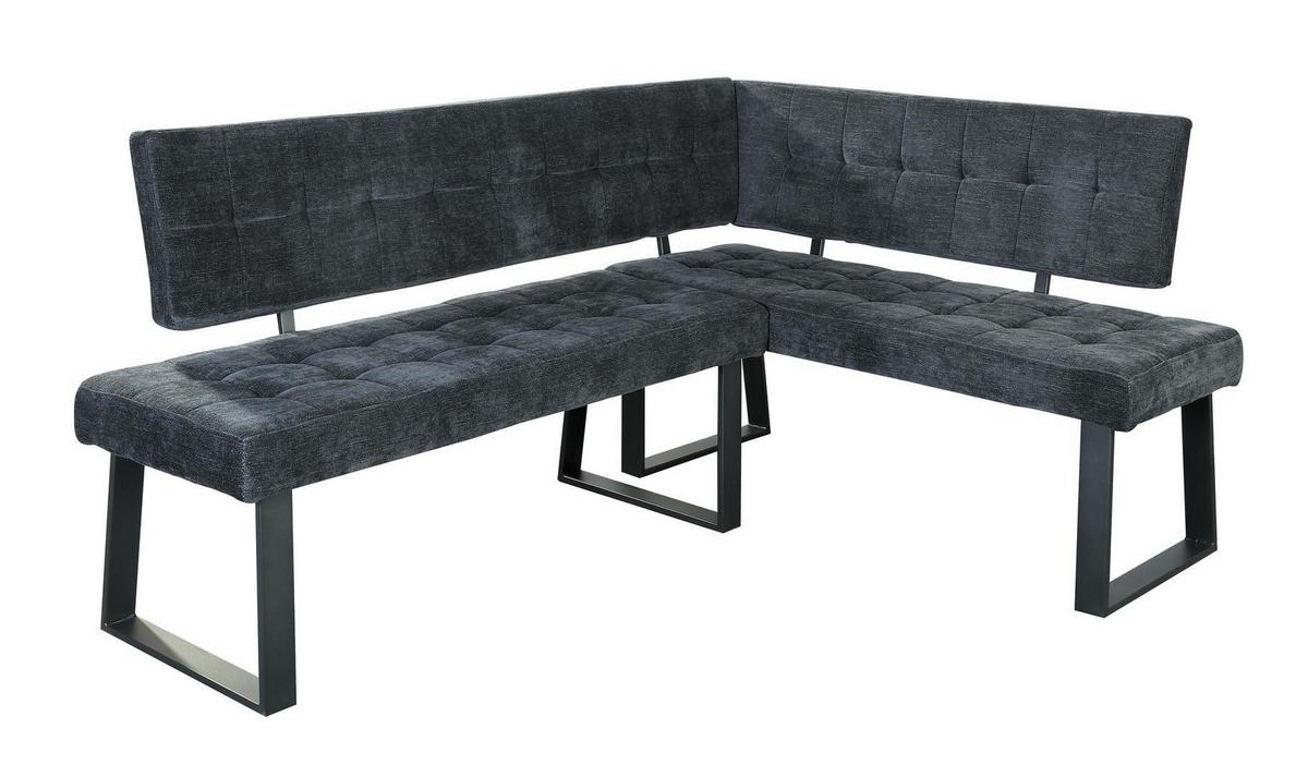 Eckbank Dunkelgrau Polyester Laslo 185x134 cm - Dunkelgrau/Schwarz, MODERN, Textil/Metall (185/134cm) - MID.YOU