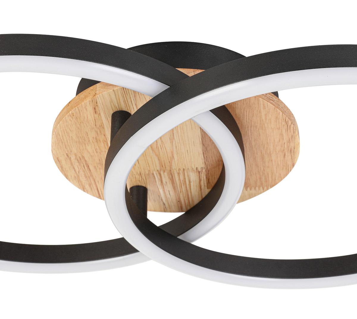 LED-Deckenleuchte Karo - Eichefarben/Schwarz, MODERN, Holz/Kunststoff (50/30/8,5cm) - Luca Bessoni