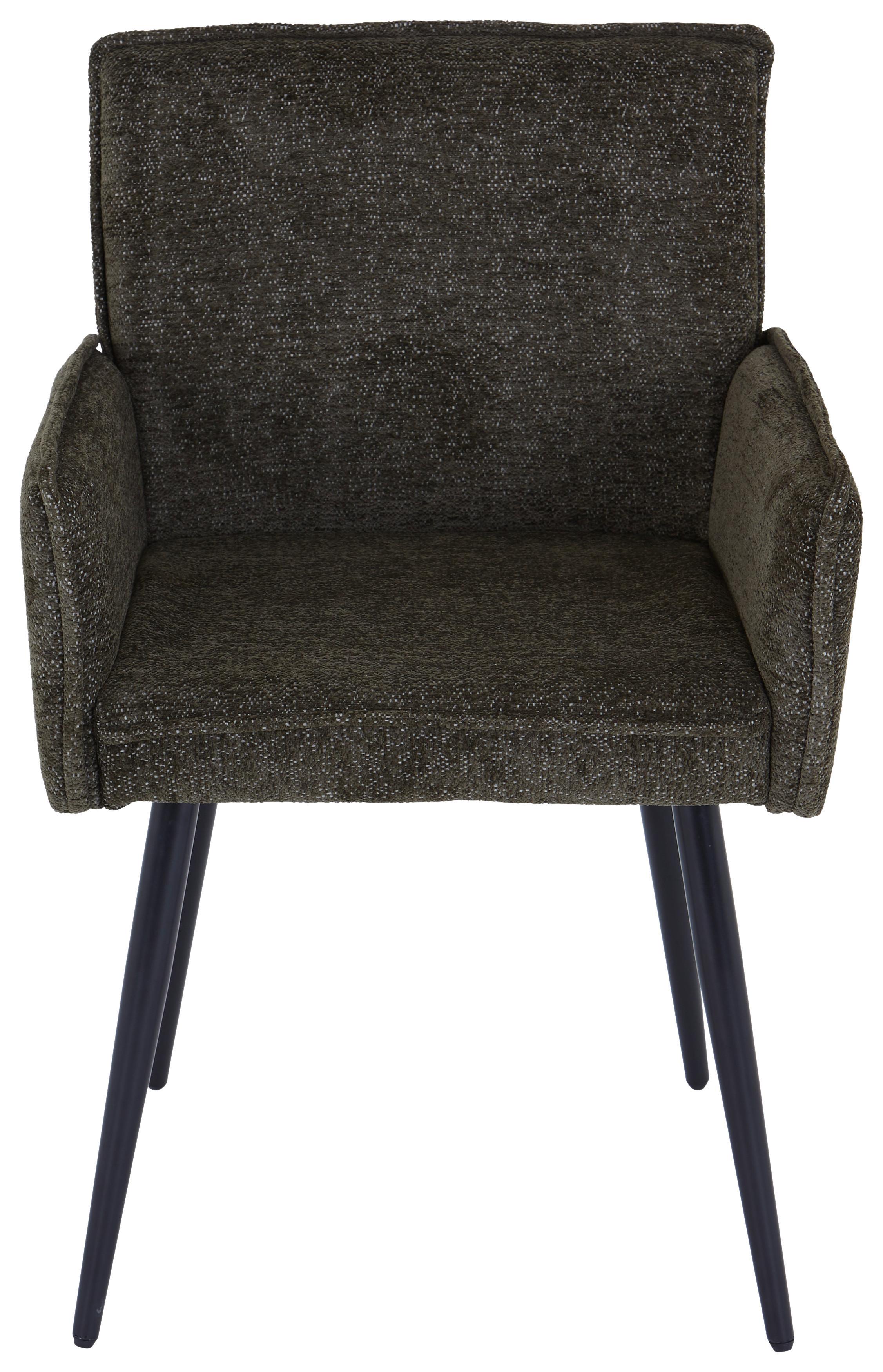 Armlehnstuhl Cory Schwarz/grün Gepolstert - Schwarz/Grün, MODERN, Textil/Metall (57/84/57cm) - MID.YOU