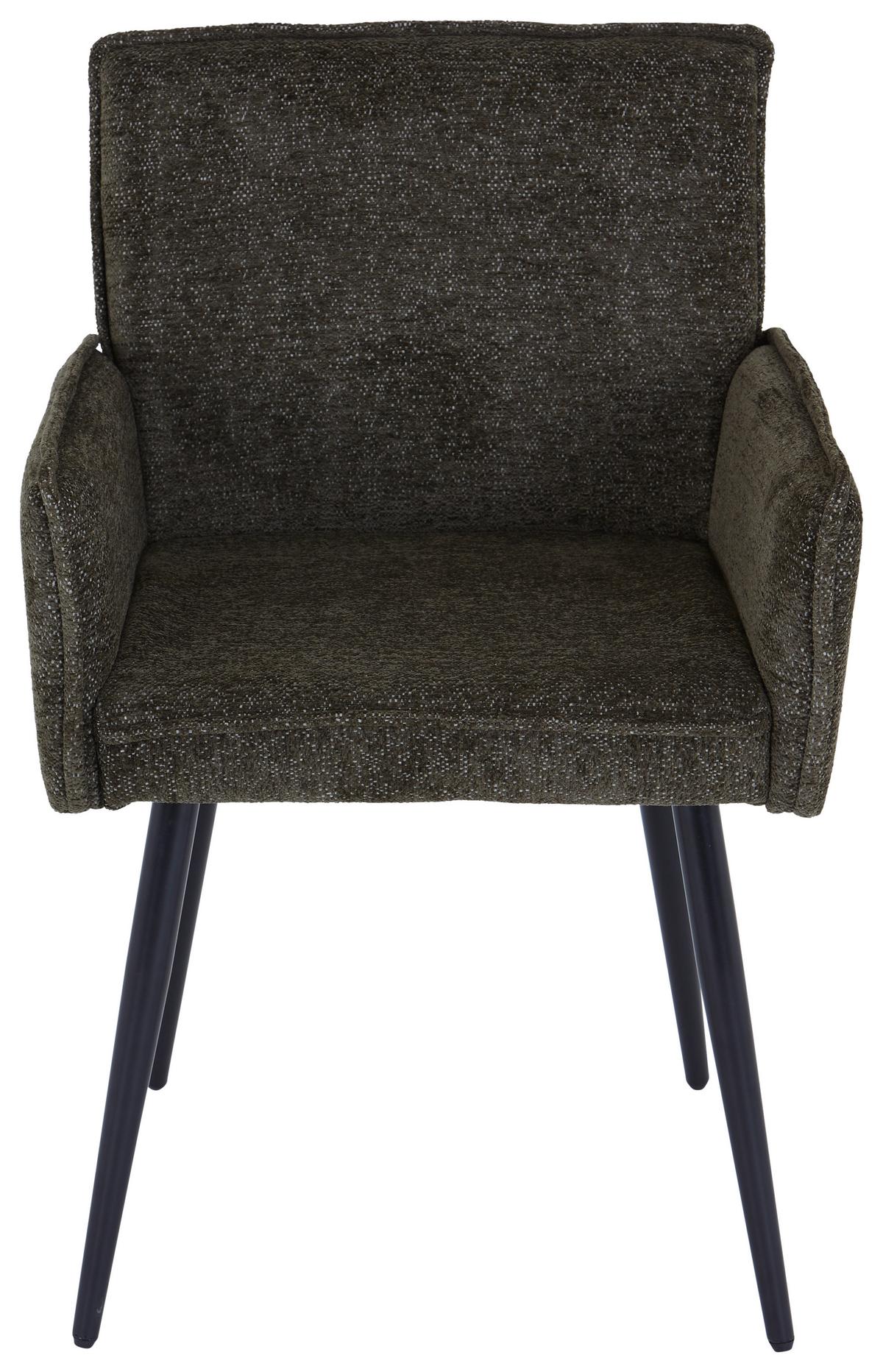 Armlehnstuhl Cory Schwarz/grün Gepolstert - Schwarz/Grün, MODERN, Textil/Metall (57/84/57cm) - MID.YOU