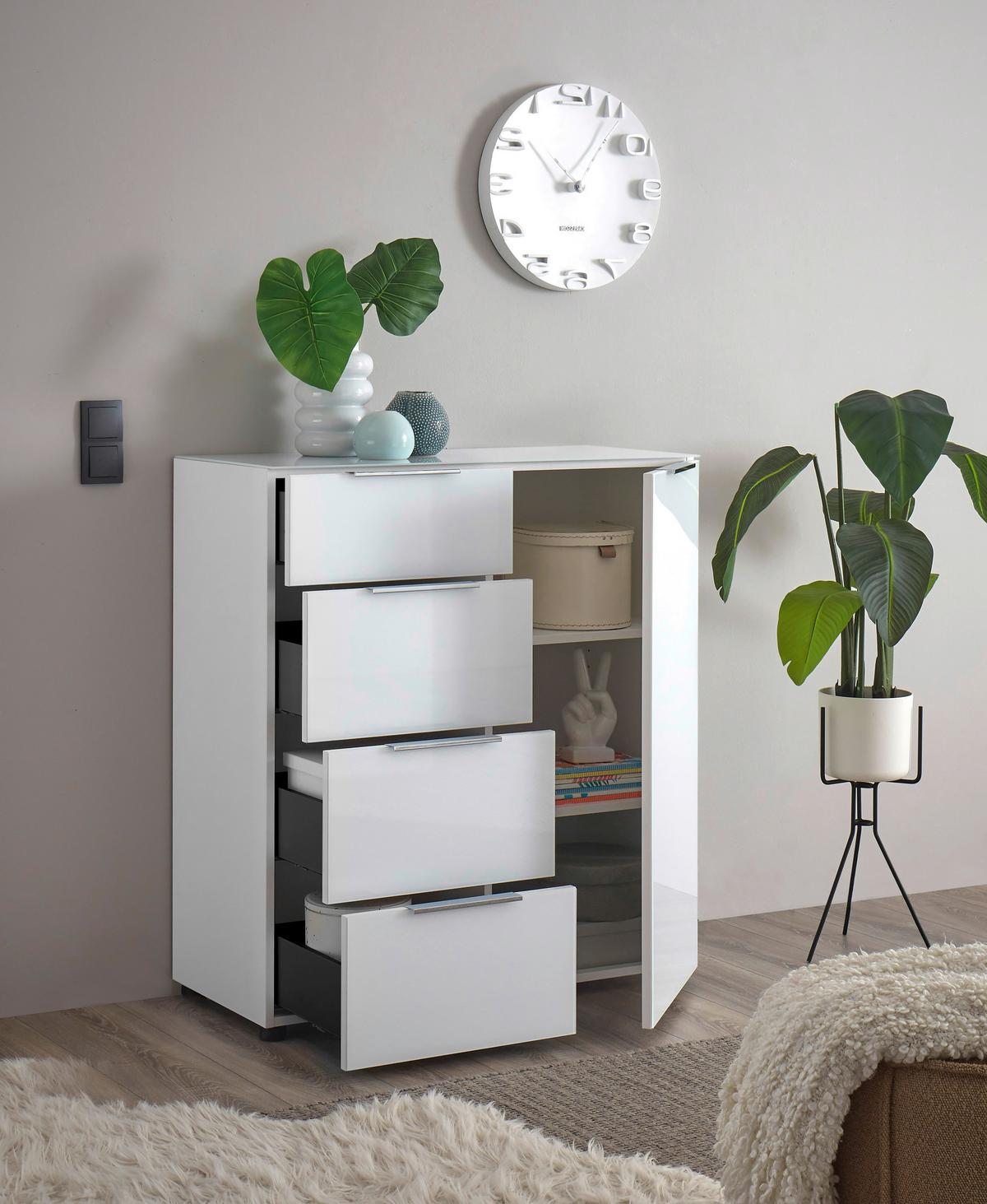 KOMODA SIENA -EXKLUSIV- - čierna/biela, Modern, kov/kompozitné drevo (90/99/40cm) - Mömax