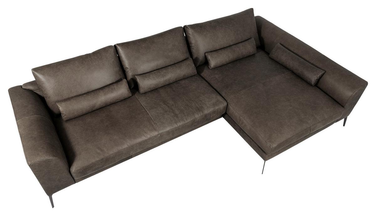 Ecksofa Berlin Fango S: 313 cm - Fango/Schwarz, Design, Leder (313/172cm) - Livetastic