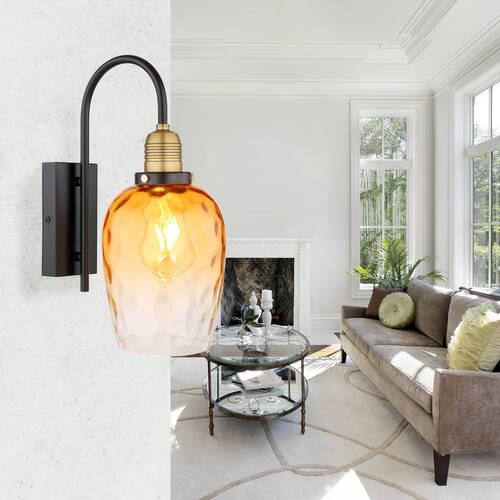 Wandleuchte 1-Flammig Indoor - Klar/Messingfarben, Basics, Glas/Metall (15/24/35cm) - Globo