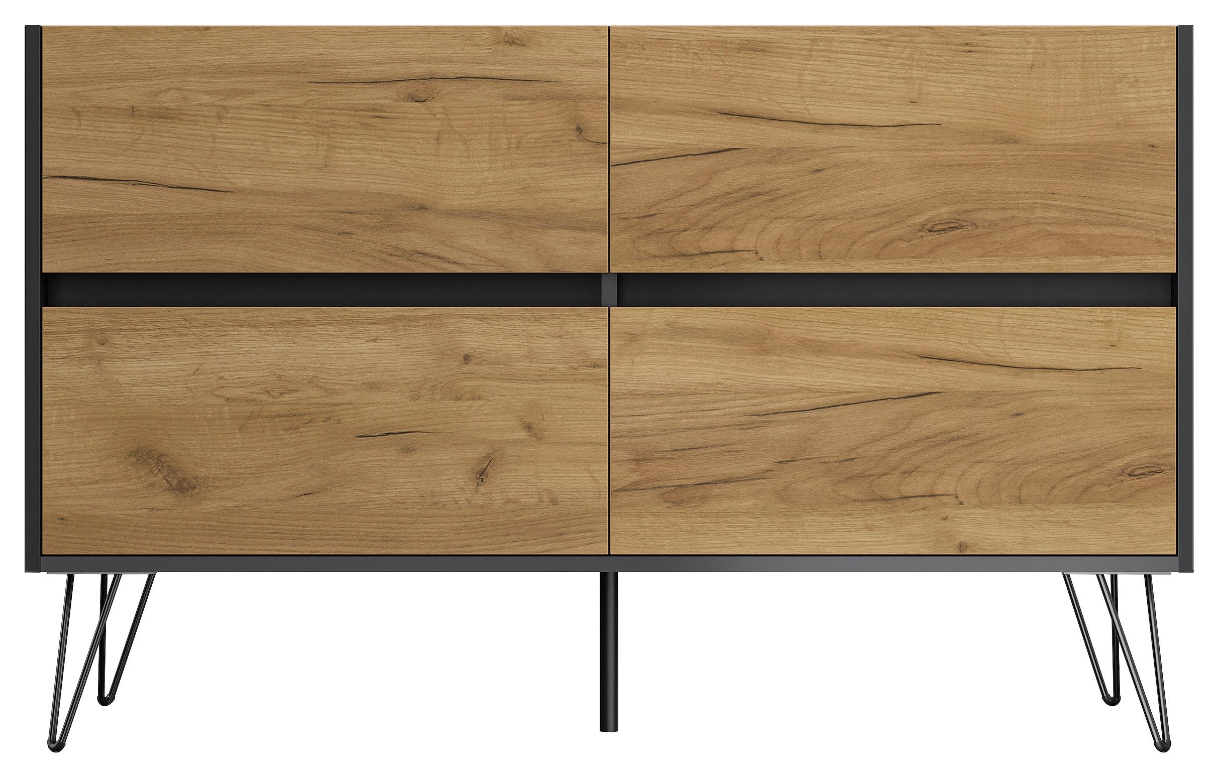 Sideboard Posseik Industrial Graphit/Eichefarben B: 119 cm - Eichefarben/Schwarz, Design, Holzwerkstoff (119/75/42cm) - MID.YOU