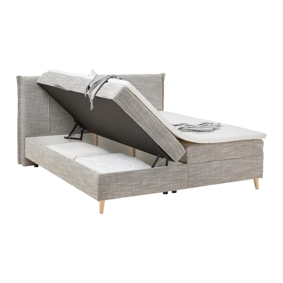 Americká posteľ VELORIA 160x200, sivá - sivá/prírodná farba, Konventionell, drevo/textil (160/200cm) - Mömax