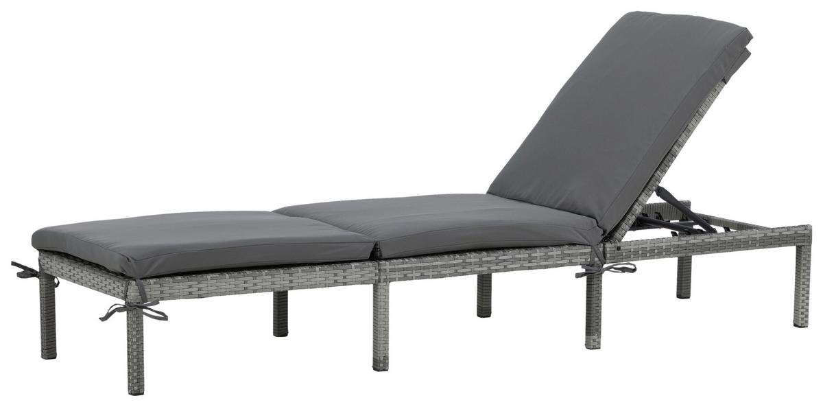 Sonnenliege Bilbao Kunststoffgeflecht - Grau, KONVENTIONELL, Kunststoff/Textil (59/84/198cm) - Gardenson