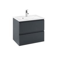 Waschbecken mit Unterschrank Cardiff B: 60cm Graphit Dekor - Graphitfarben/Weiß, Design, Holzwerkstoff/Stein (60cm) - Held