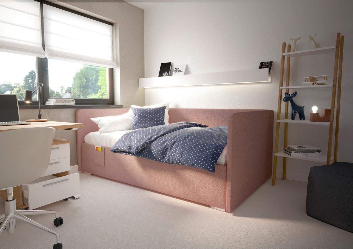 Kárpitozott Ágy Remi 120/200cm - sárgabarack/ezüstszínű, Modern, textil/fa (120/200cm)