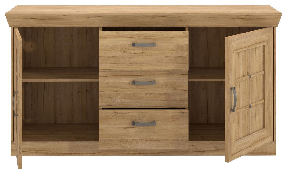 KOMODA CANNES - farba zinku/čierna, Romantik / Landhaus, kov/kompozitné drevo (174/90/47cm)