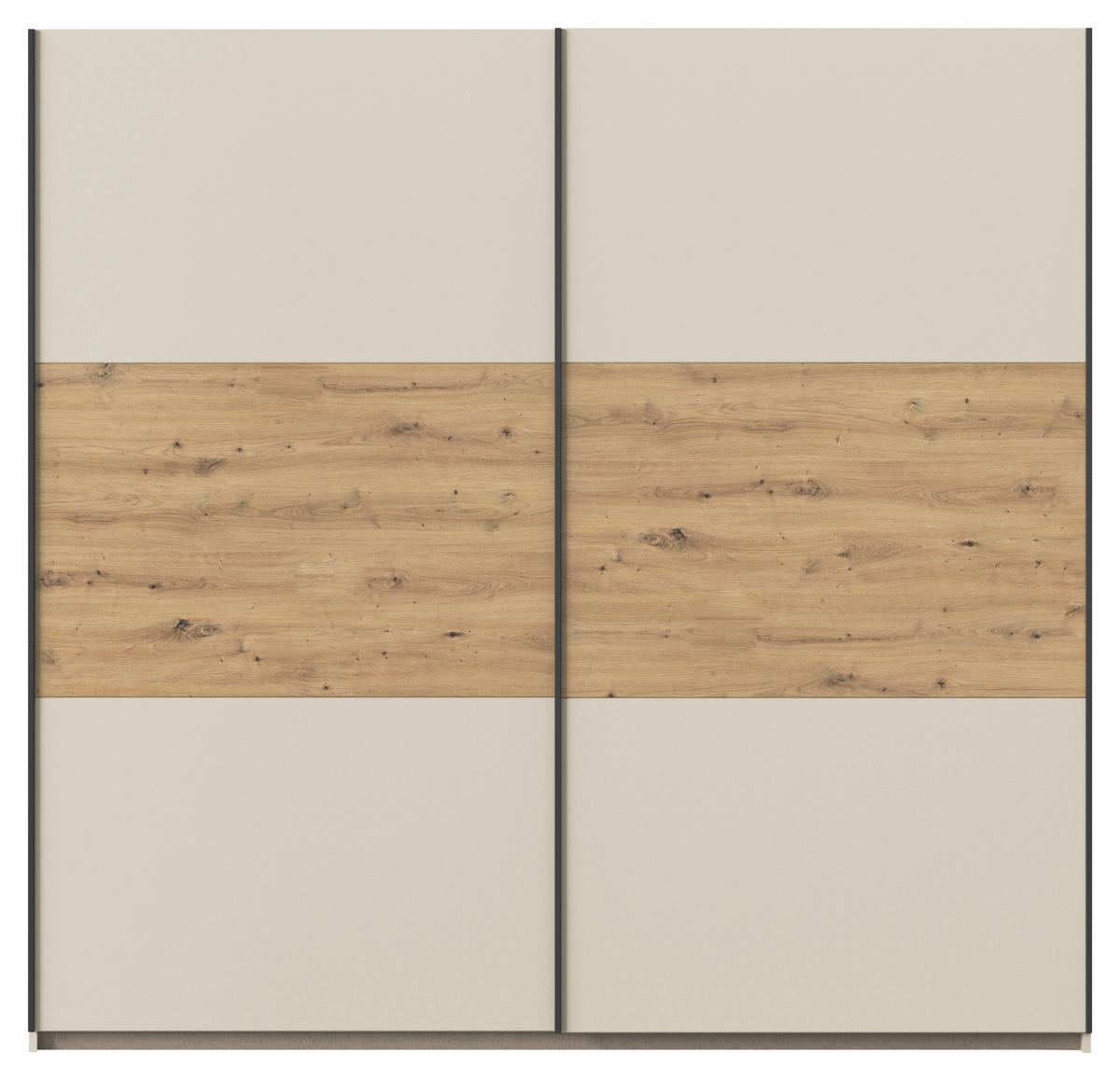 Schwebetürenschrank Neo Champagner Eiche Artisan Dekor - Champagner/Eiche Artisan, MODERN, Holzwerkstoff (218/210/59cm) - Rauch Möbel
