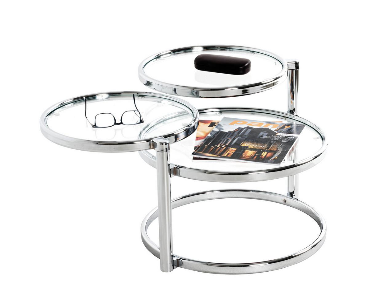 Couchtisch Rund Mit Glasplatte Chromfarben - Chromfarben, Basics, Glas/Metall (140/43/50cm)