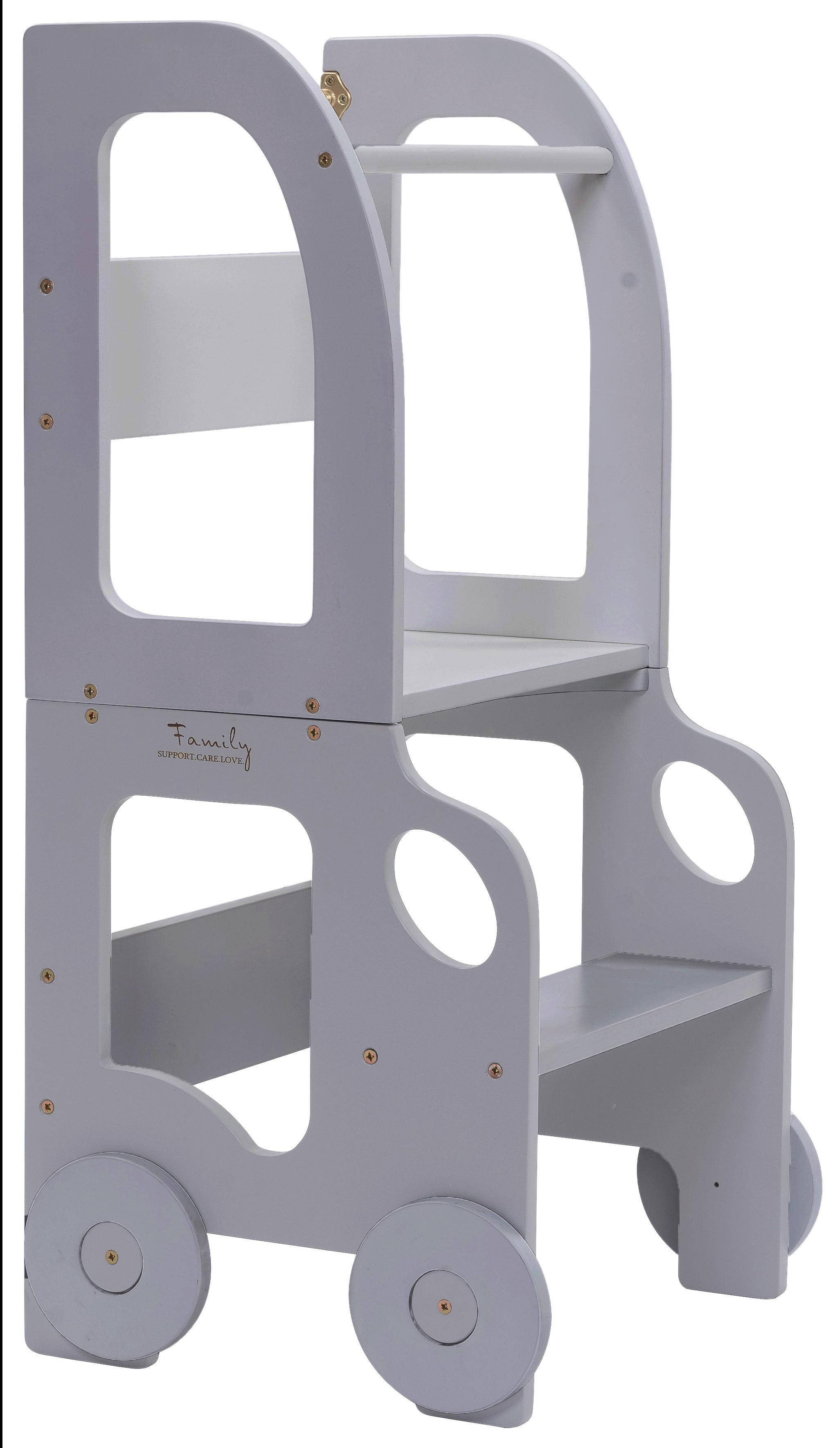 Hochstuhl Car Step Stool aus Holz Grau - Grau, Basics, Holz (38/90/40cm)