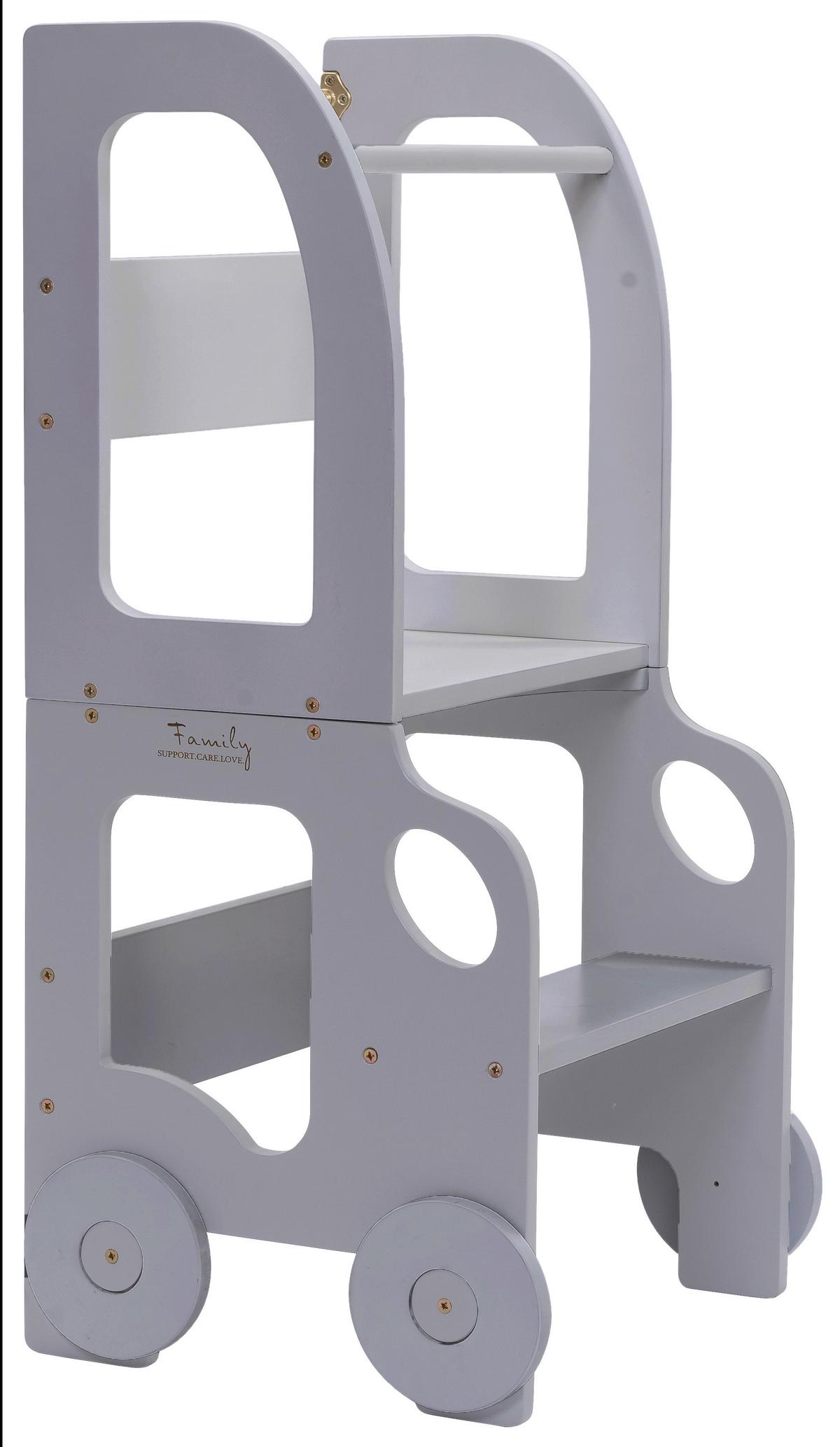 Hochstuhl Car Step Stool aus Holz Grau - Grau, Basics, Holz (38/90/40cm)