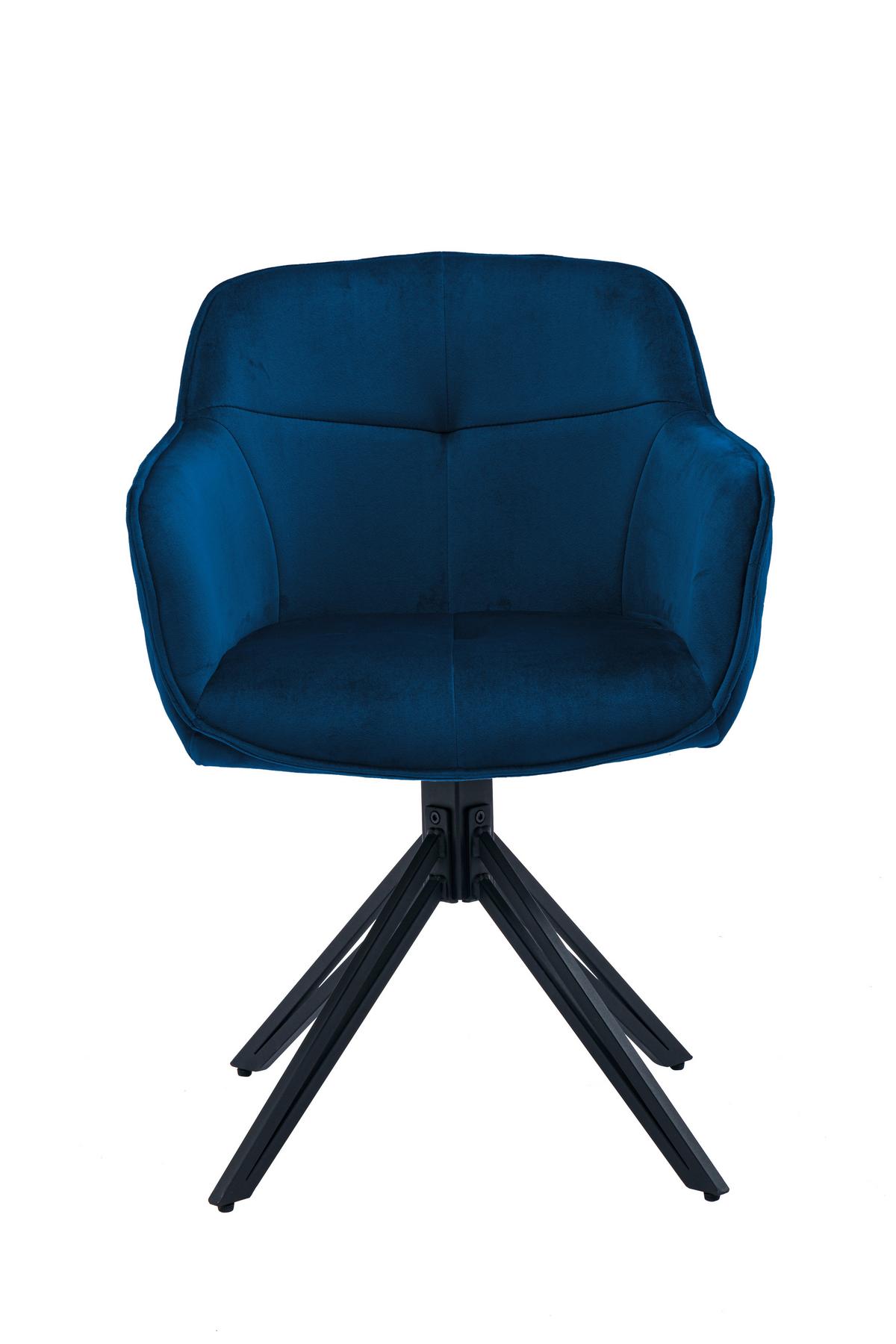 Židle s područkami EMMA, modrá - modrá/černá, Moderní, kov/textil (59/82/62cm) - MID.YOU