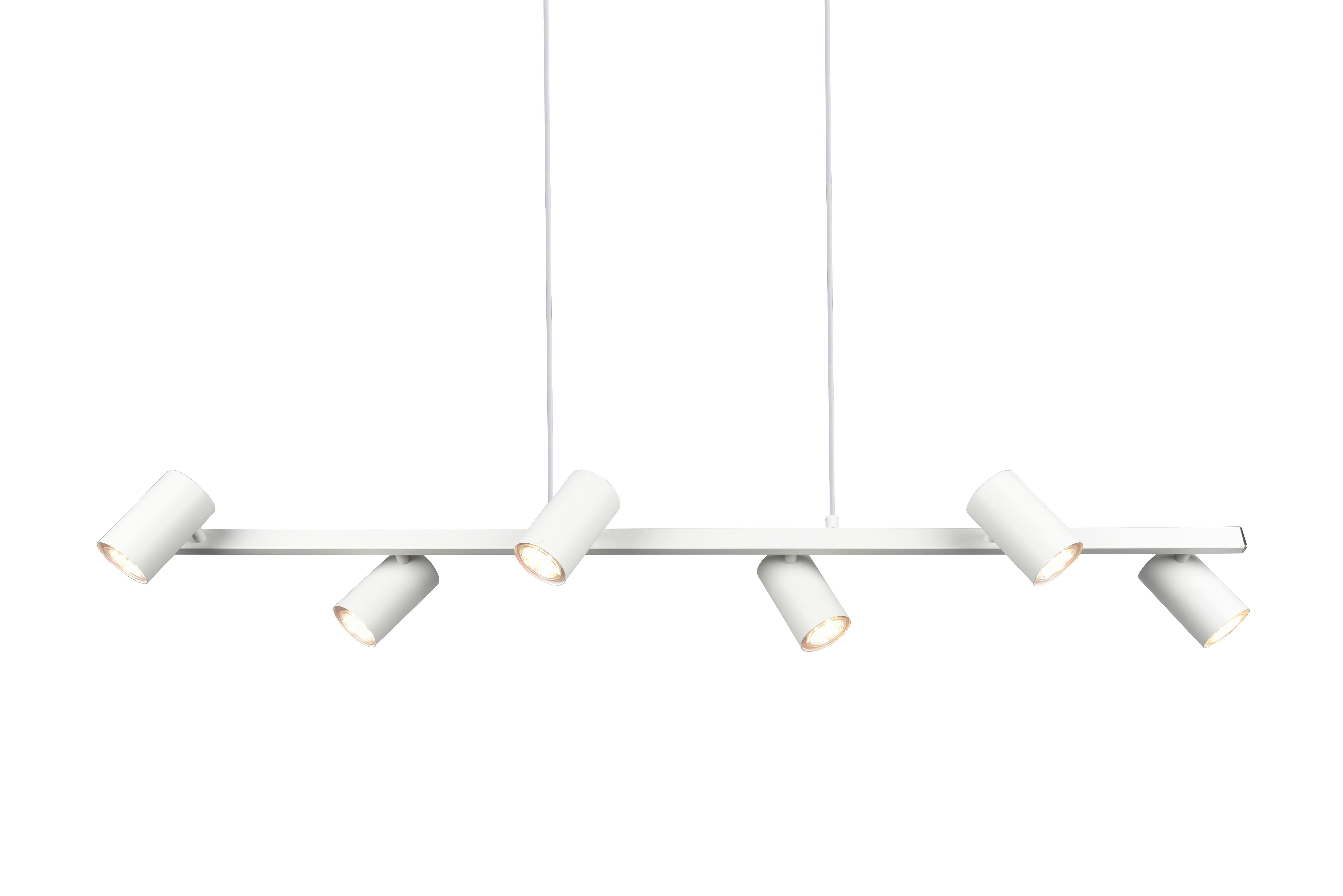 Hängeleuchte Marley H: 150 Cm 6-Flammig - Weiß, MODERN, Metall (115/150/18cm) - Trio Leuchten