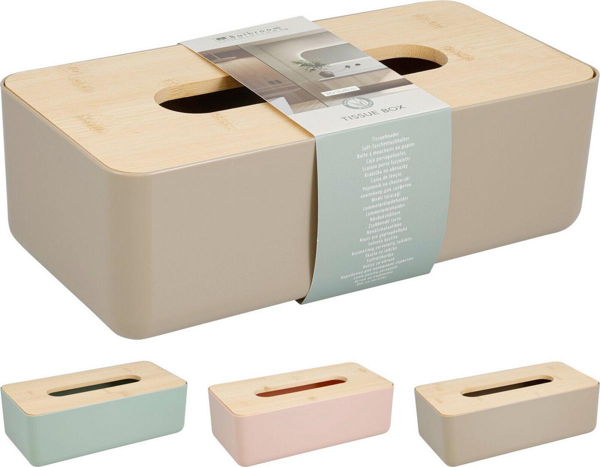 Škatuľa na vreckovky REMINA - pink/piesková, Basics, plast (13/8.5/26cm)