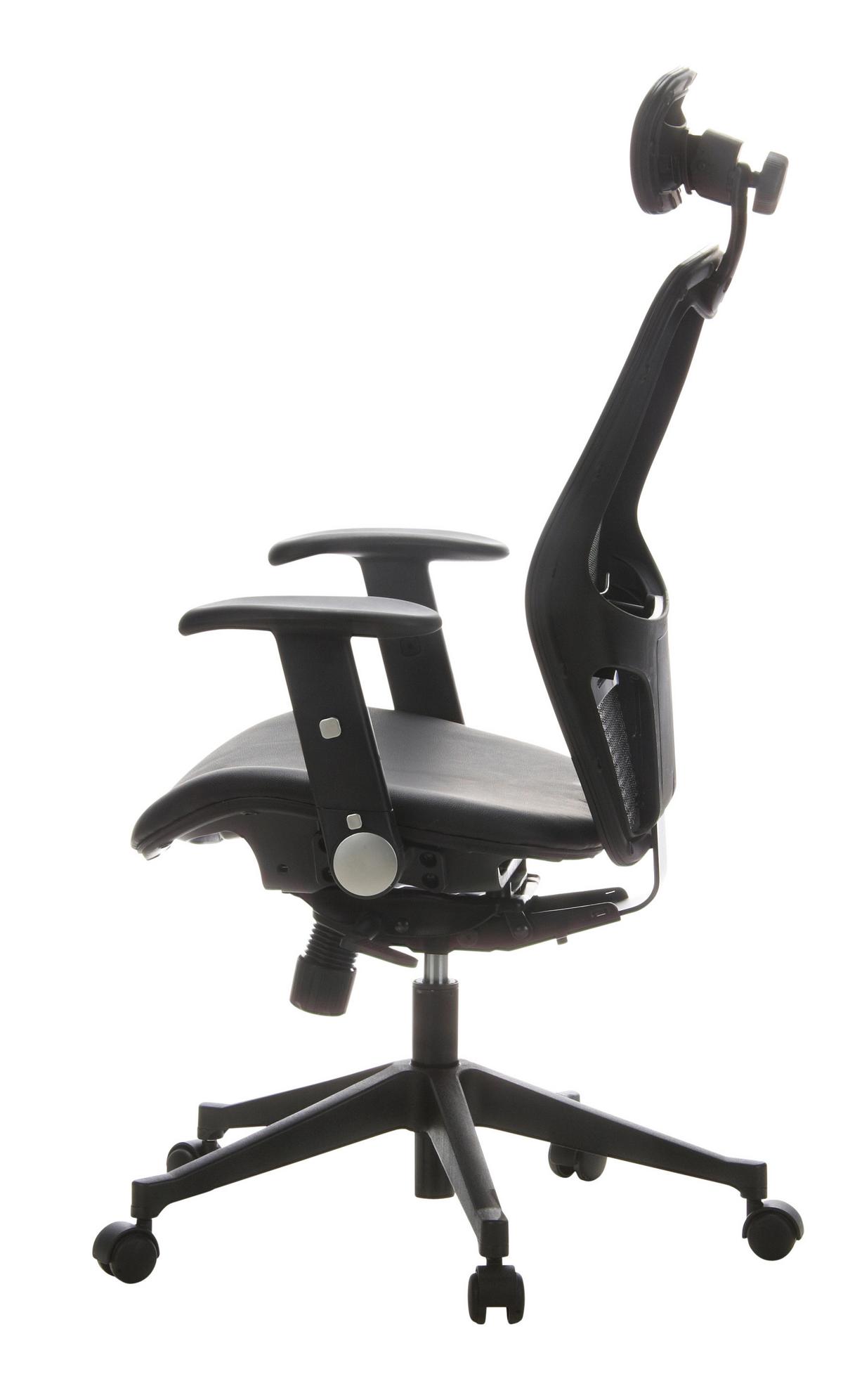 Drehtsuhl Air-Port 360°drehbar Schwarz Bis 110 Kg - Schwarz, Basics, Leder/Kunststoff (59/117/48cm) - MID.YOU