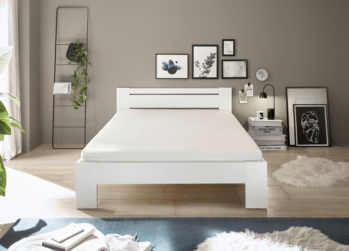 Bett Cannes 140 Weiß 140x200 - Weiß, KONVENTIONELL, Holzwerkstoff (140/200cm) - Ondega