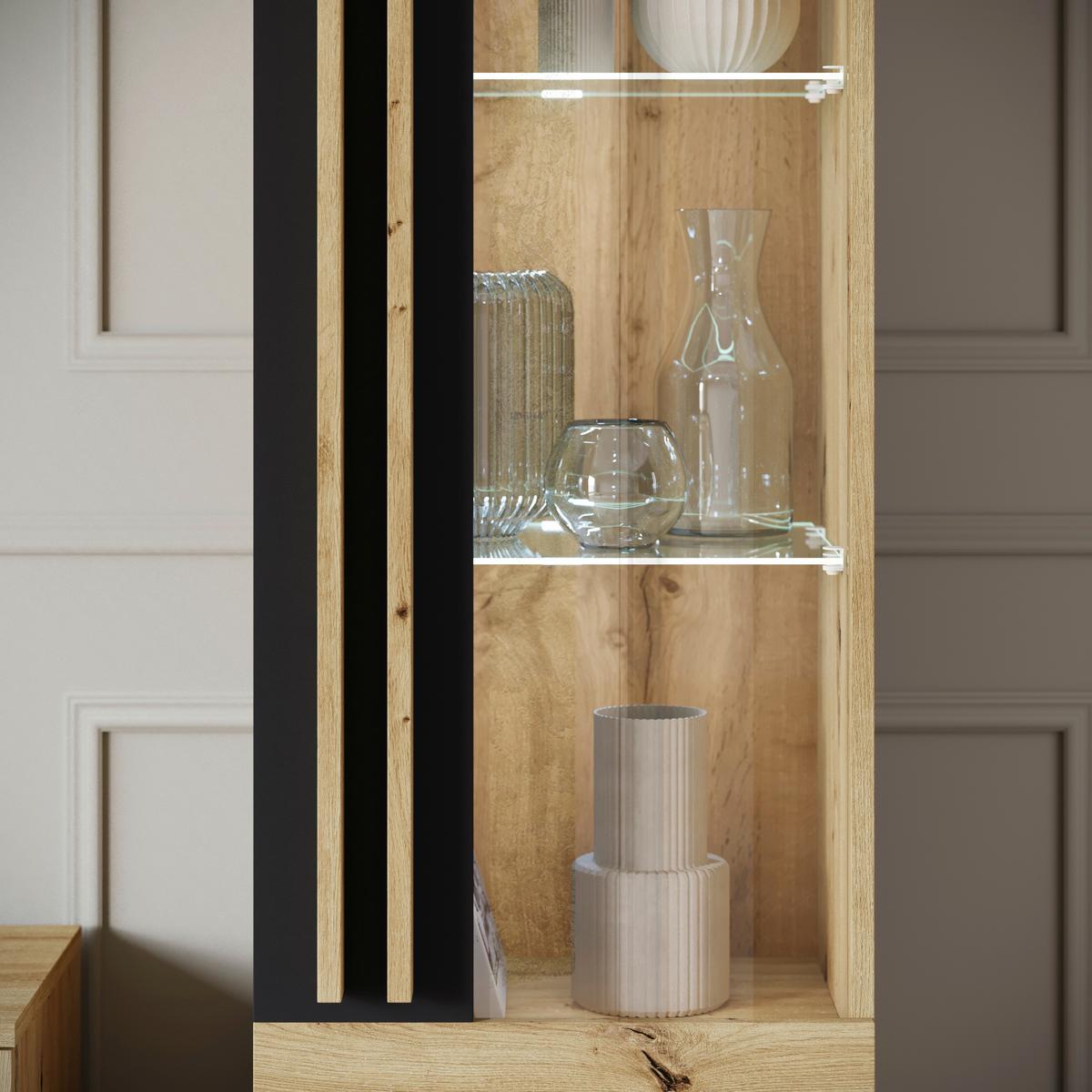 OBÝVACIA STENA HELSINKI 02 - čierna/dub artisan, Trend, kompozitné drevo/plast (260/159,5/33cm)
