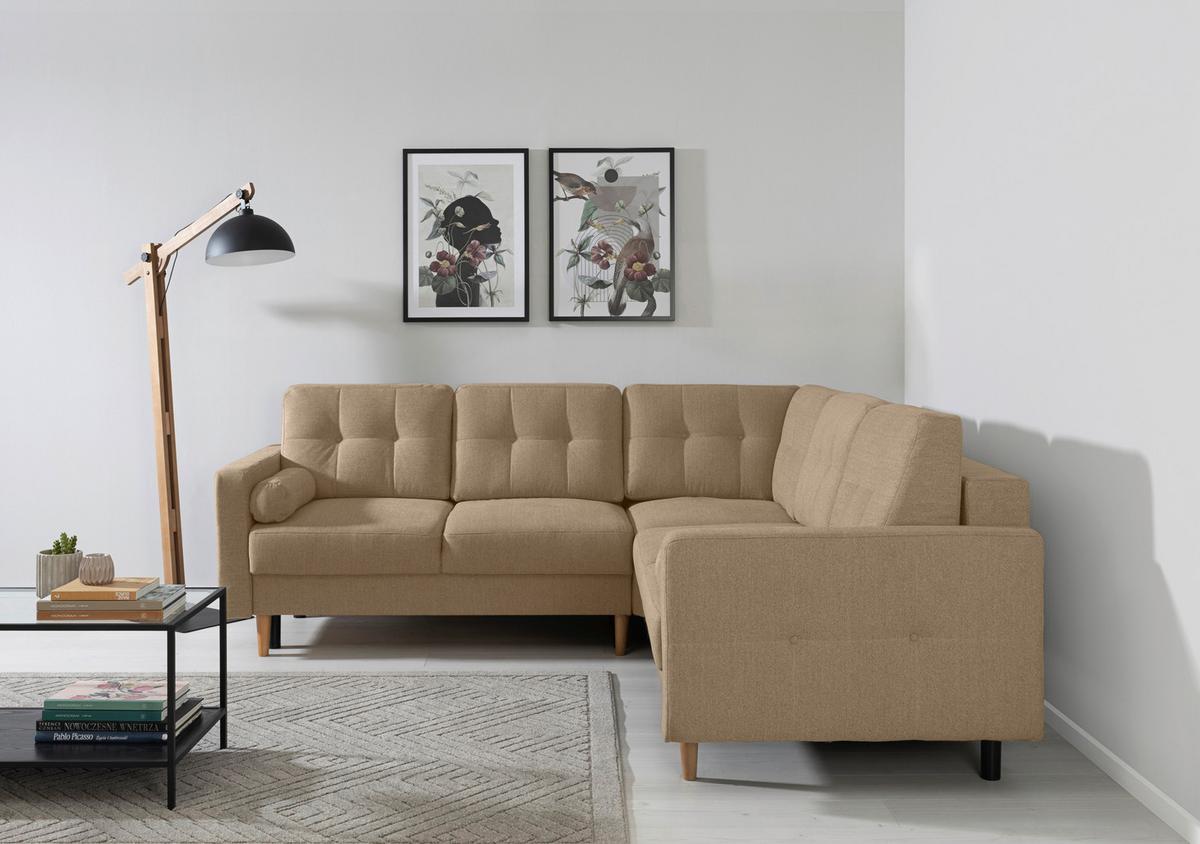 Ecksofa Noret, Hellbraun S: 242x242 Cm - Hellbraun/Buchefarben, Design, Textil (242/242cm) - MID.YOU