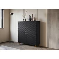 VYSOKÁ KOMODA PHUKET 120 - černá/barvy zlata, Trend, kompozitní dřevo/plast (120/130/39cm) - Livetastic