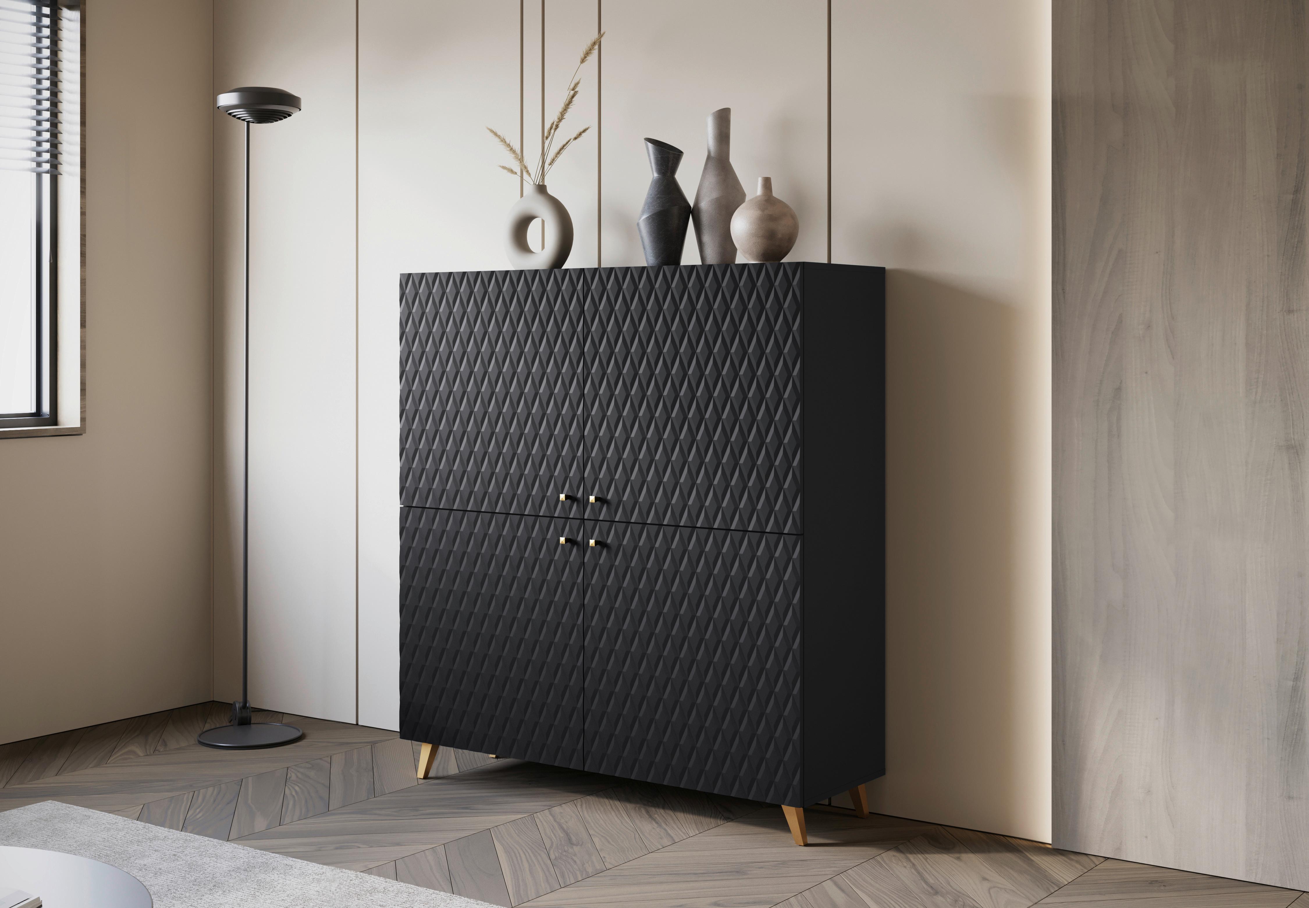 Highboard Phuket Schwarz B: 120 Cm