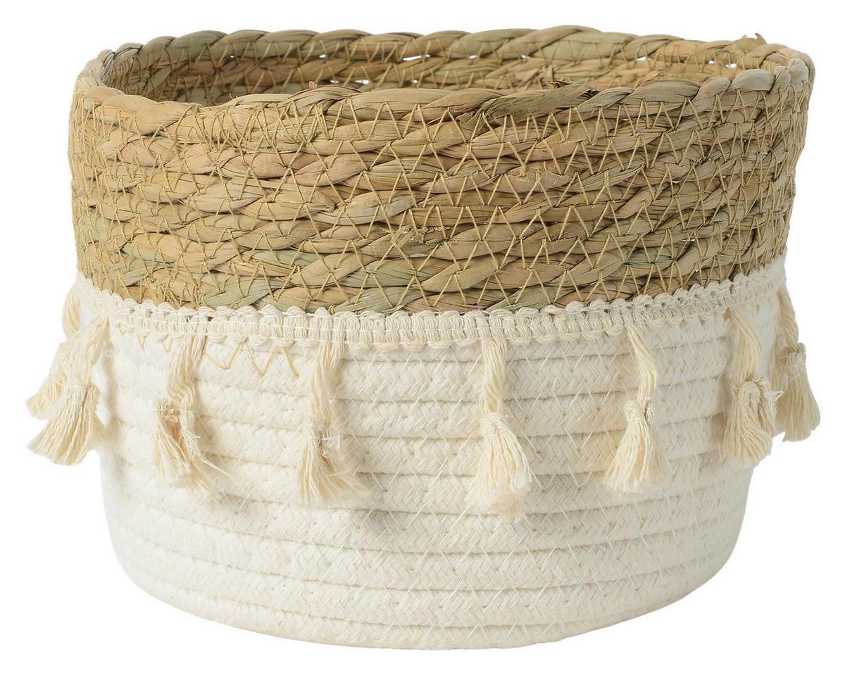 Aufbewahrungskörbchen Lisa - Schwarz/Weiß, KONVENTIONELL, Naturmaterialien/Textil (18/13cm) - Ondega