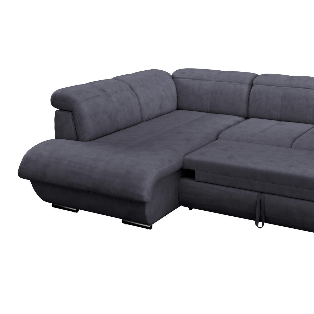 Sedací souprava MULTI tvar U, tmavě modrá - barvy chromu/tmavě modrá, Moderní, kov/textil (228/345/184cm) - Luca Bessoni