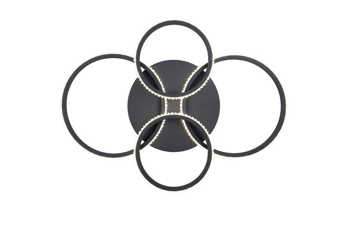 Led-deckenleuchte Cires Klar Schwarz Transparent - Klar/Transparent, Basics, Kunststoff/Metall (65,5/48,5/8,5cm)