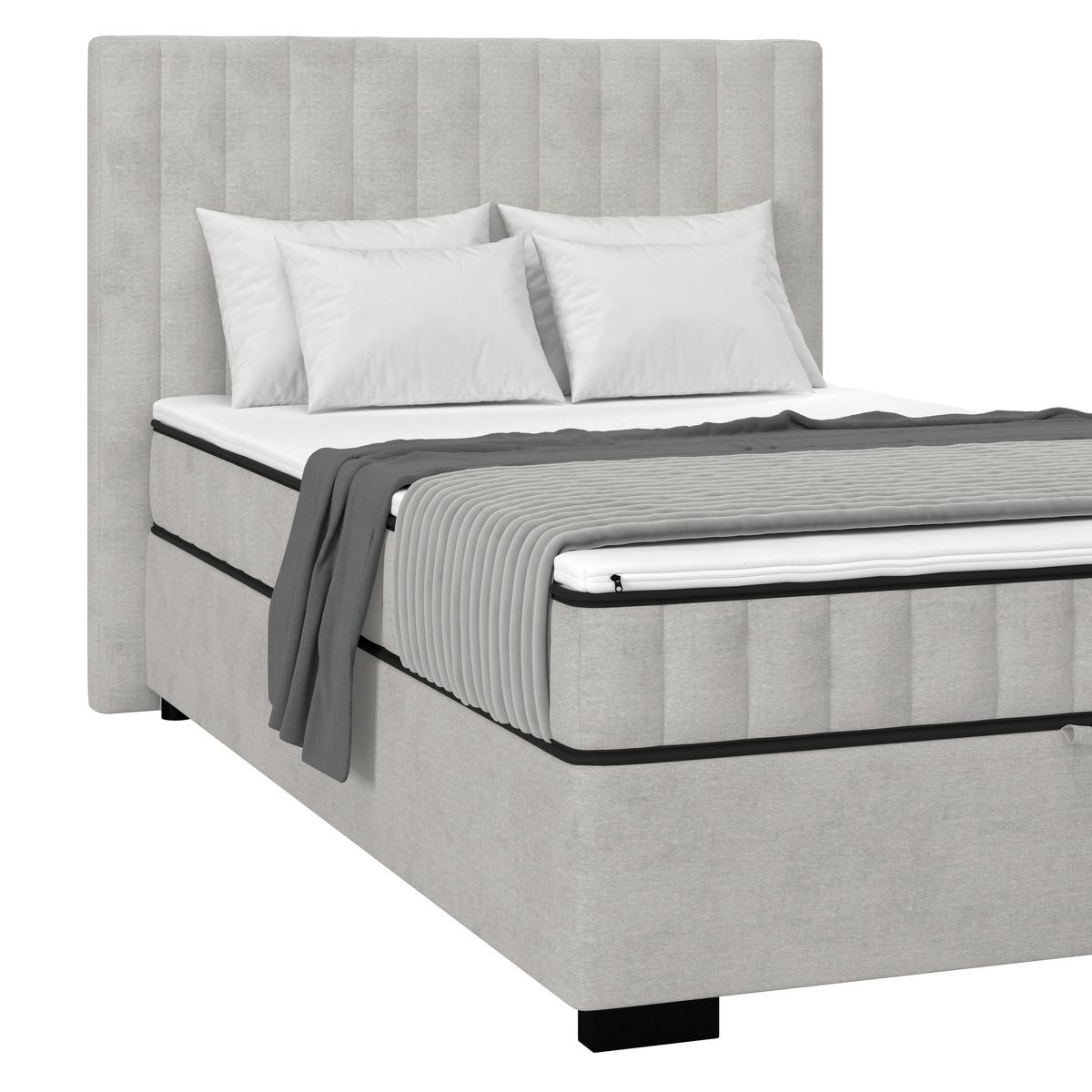 Boxbett Maya inkl. Bettkasten Hellgrau 100x220 cm - Hellgrau/Schwarz, MODERN, Holz/Holzwerkstoff (100/220cm)