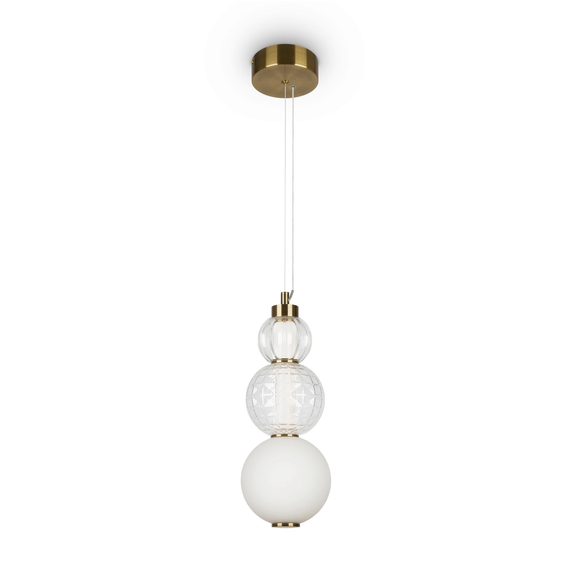 PENDELLEUCHTE COLLAR - Transparent/Goldfarben, Trend, Glas/Kunststoff (14,7/37,4cm) - MAYTONI