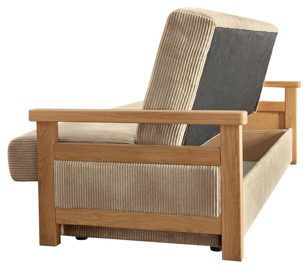 Schlafsofa Malaga Hellbraun B: 220cm - Hellbraun/Naturfarben, Design, Holz/Textil (220/90/90cm) - P & B