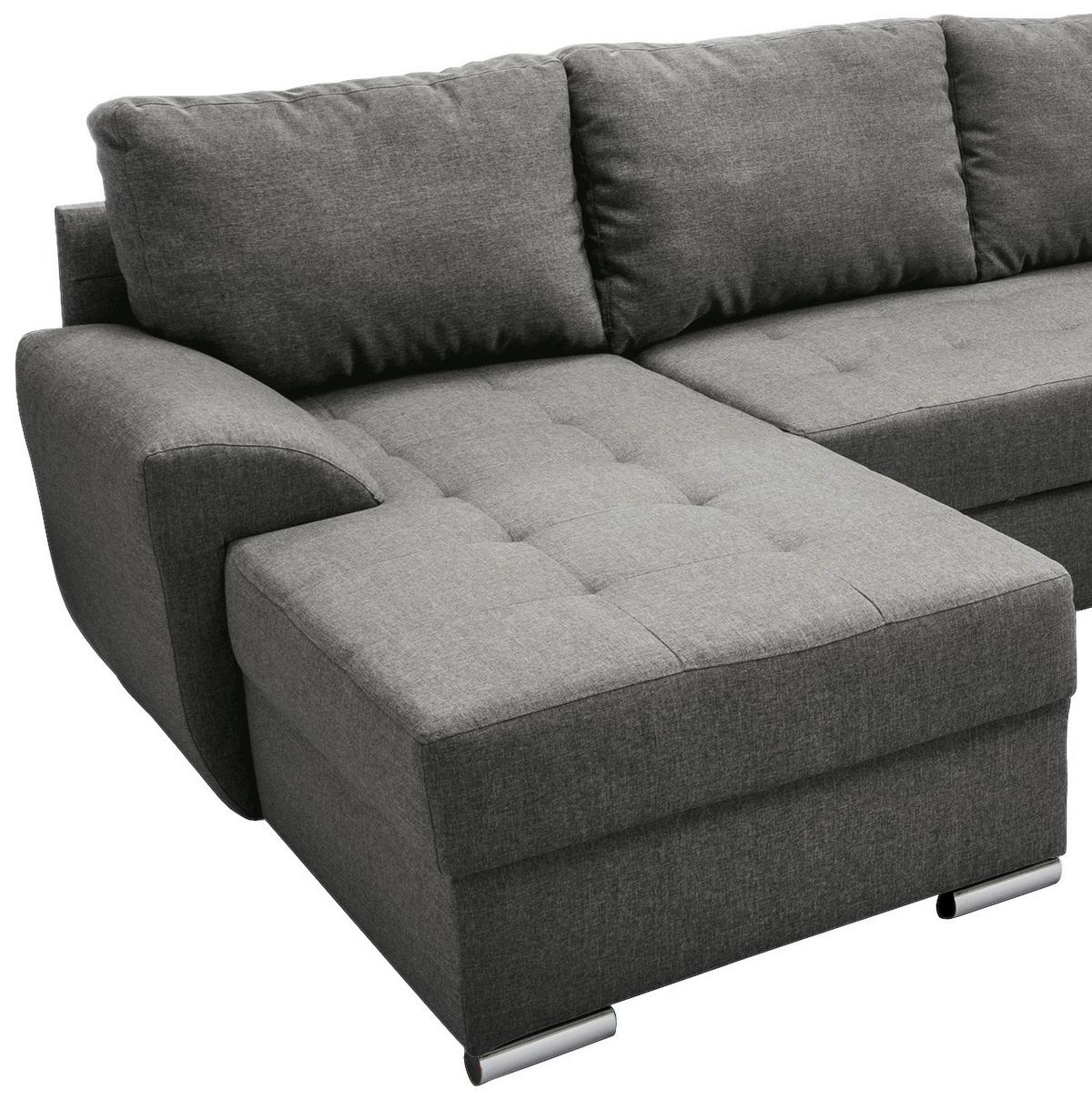 Wohnlandschaft mit Schlaffunktion Sinja - Chromfarben/Anthrazit, KONVENTIONELL, Textil (156/292/218cm) - Livetastic