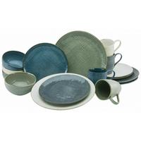 Kombiservice Keramik 4 Personen Geschirr Set - Taupe/Blau, KONVENTIONELL, Keramik (35/33/34cm) - Creatable