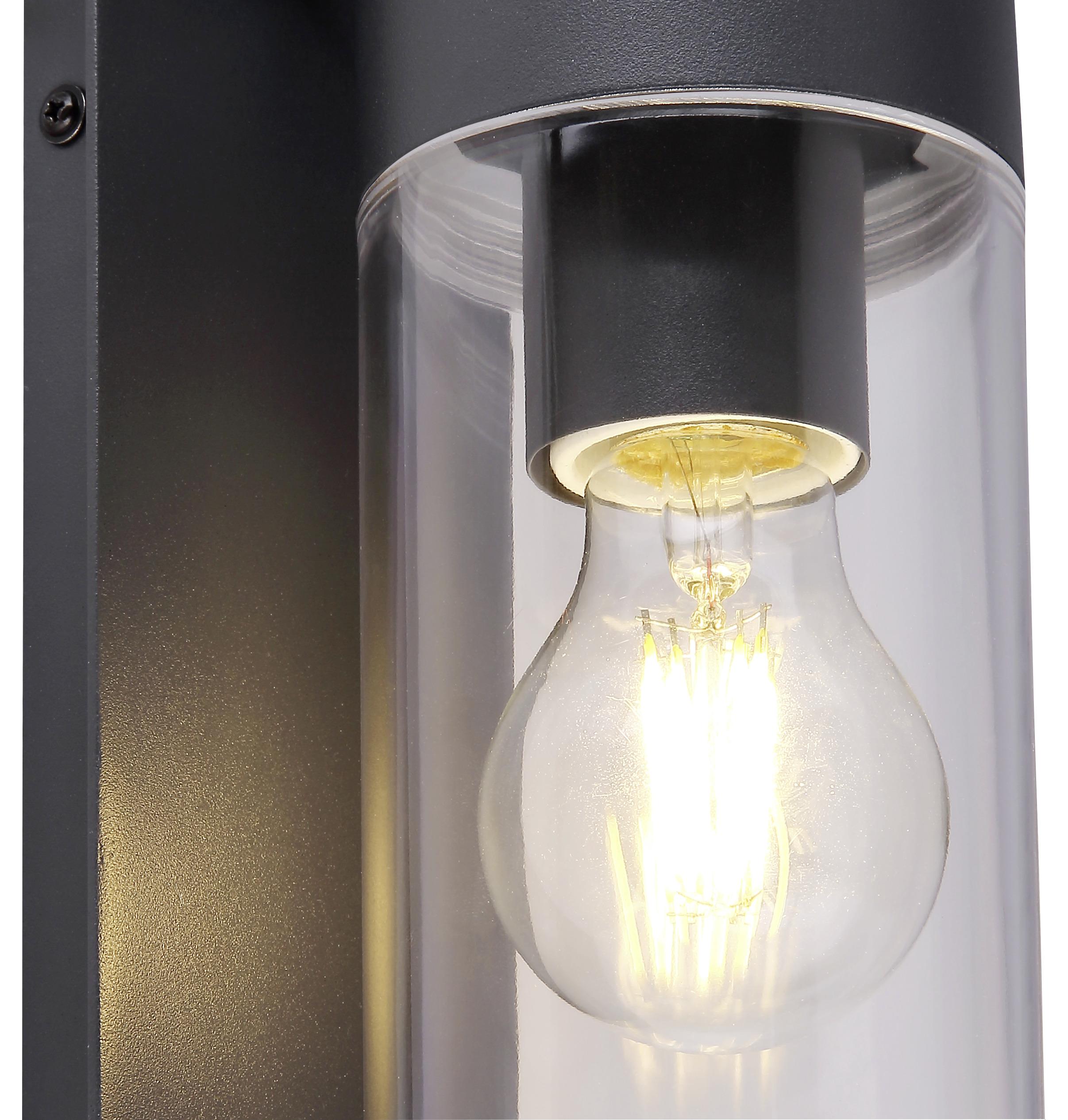 Außenleuchte Vessa 15 Watt Aluminium, Wandmontage - Klar/Anthrazit, Basics, Kunststoff/Metall (8,9/25cm) - Globo