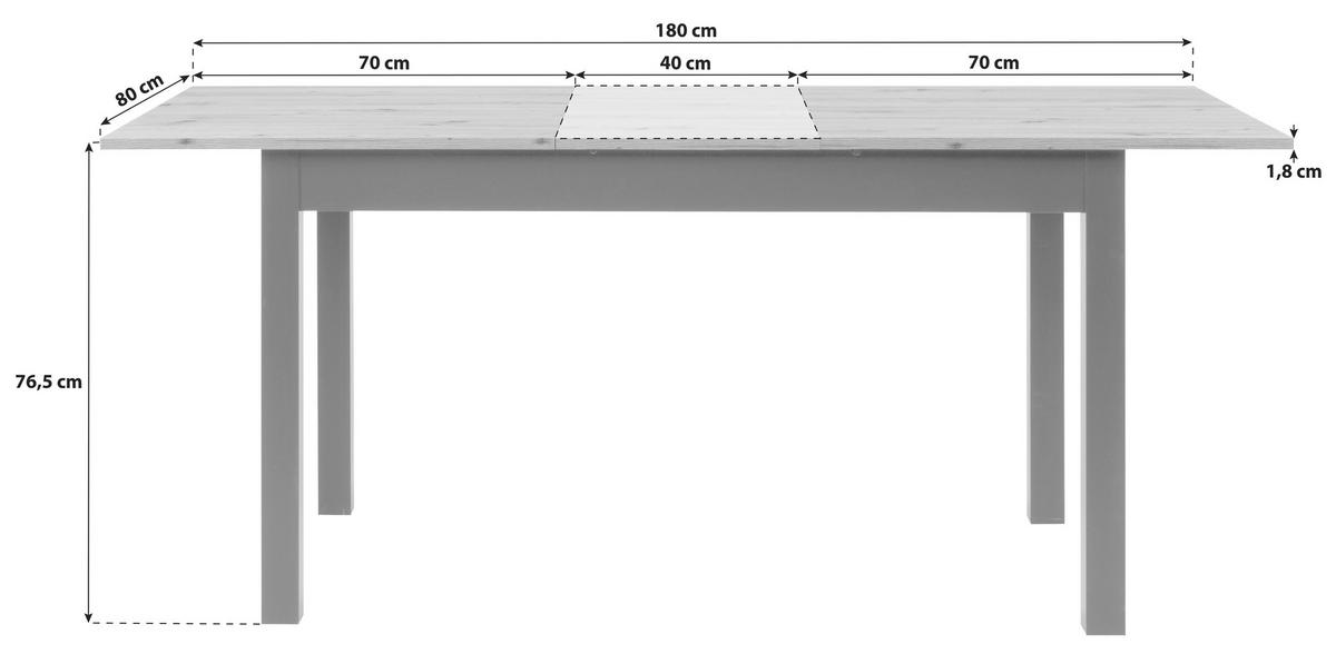 Kihúzható Asztal Coburg 140/80 Cm - fekete/Artisan tölgy, Basics, faalapú anyag (140/80/76,5cm) - MID.YOU