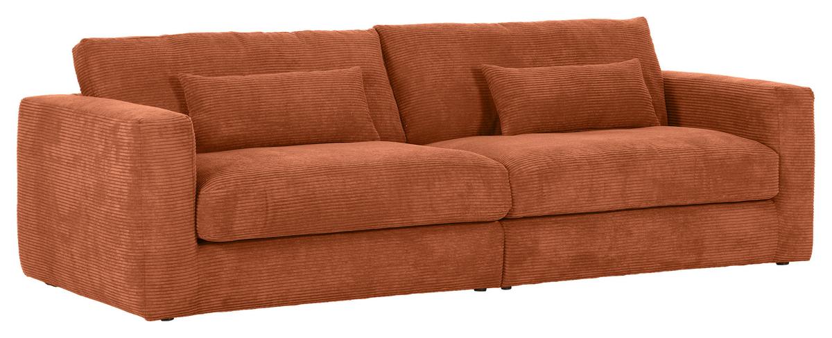 Bigsofa Manolis B: 260 cm Rostfarben Cord - Rostfarben/Schwarz, KONVENTIONELL, Textil (260/66/115cm) - MID.YOU