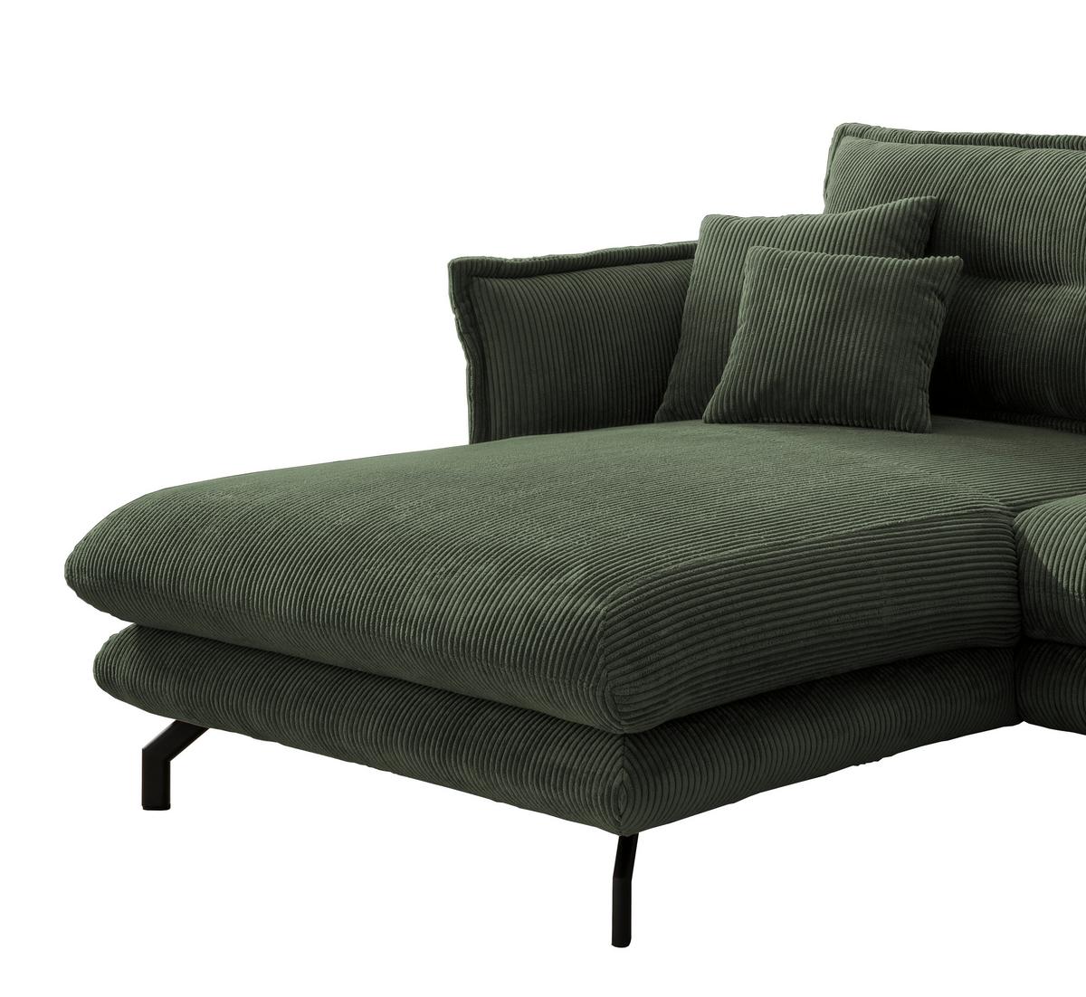 Ecksofa Lava Grün S: 180/255 Cm - Schwarz/Grün, MODERN, Textil (180/255cm) - Livetastic