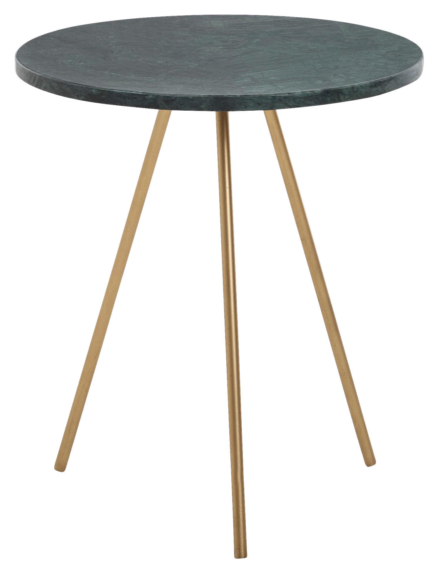 Odkladací stolek WOHNLING zelený - zelená/barvy zlata, Moderní, kov/kámen (38/38/44cm) - MID.YOU