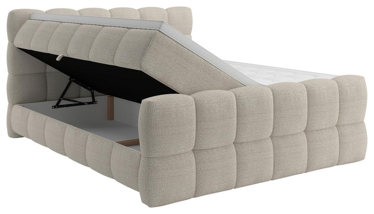 BOXSPRINGBETT inkl. Bettkasten 160x200 - Creme/Schwarz, Trend, Holz/Holzwerkstoff (160/200cm) - Sembella