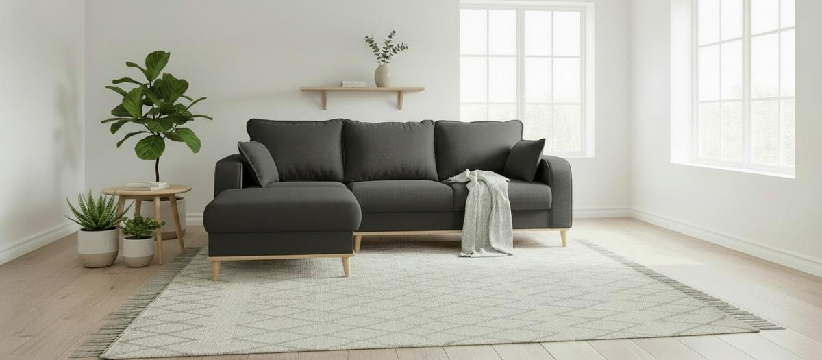 Ecksofa Beata Dunkelgrau S: 150x230 Cm - Wengefarben/Dunkelgrau, Design, Textil (150/230cm) - Livetastic